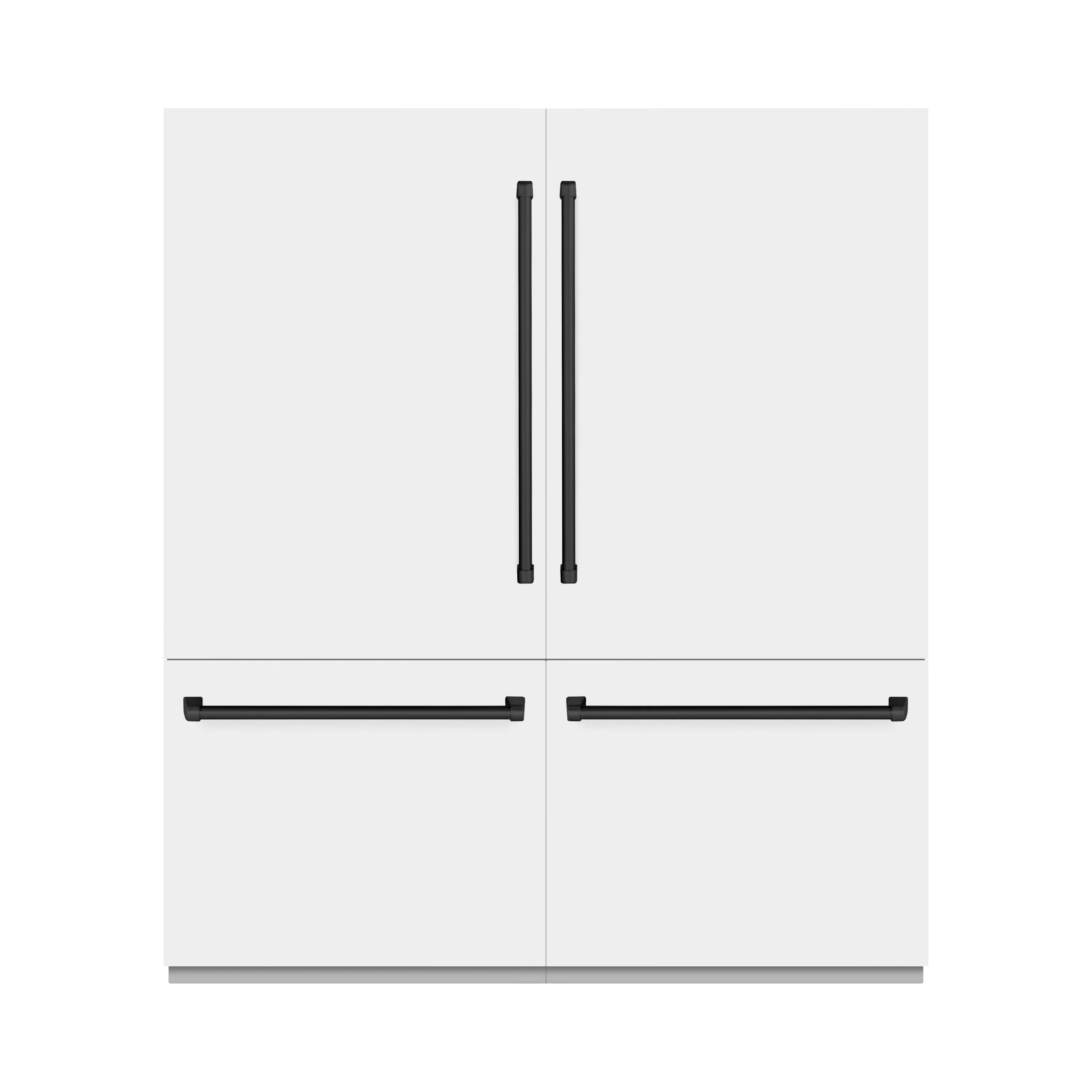ZLINE Autograph Edition 72 in. 39.6 cu. ft. French Door Built-In Bottom Freezer Refrigerator with Water Dispensers and Ice Makers in White Matte with Graphite Gray Interior and Matte Black Accents (GRBITZ-WM-72-MB) - Image 2
