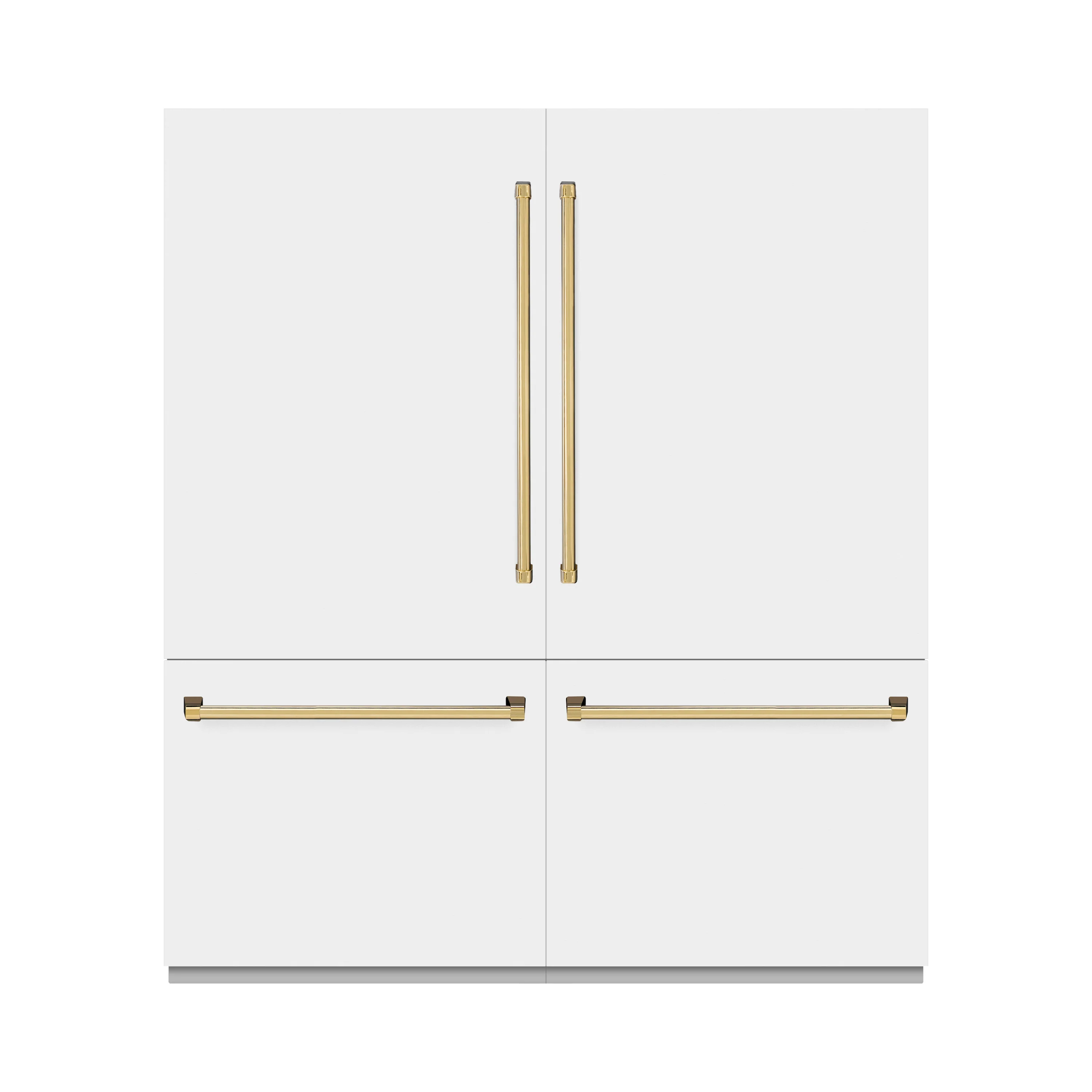 ZLINE Autograph Edition 72 in. 39.6 cu. ft. French Door Built-In Bottom Freezer Refrigerator with Water Dispensers and Ice Makers in White Matte with Graphite Gray Interior and Polished Gold Accents (GRBITZ-WM-72-G) - Image 2