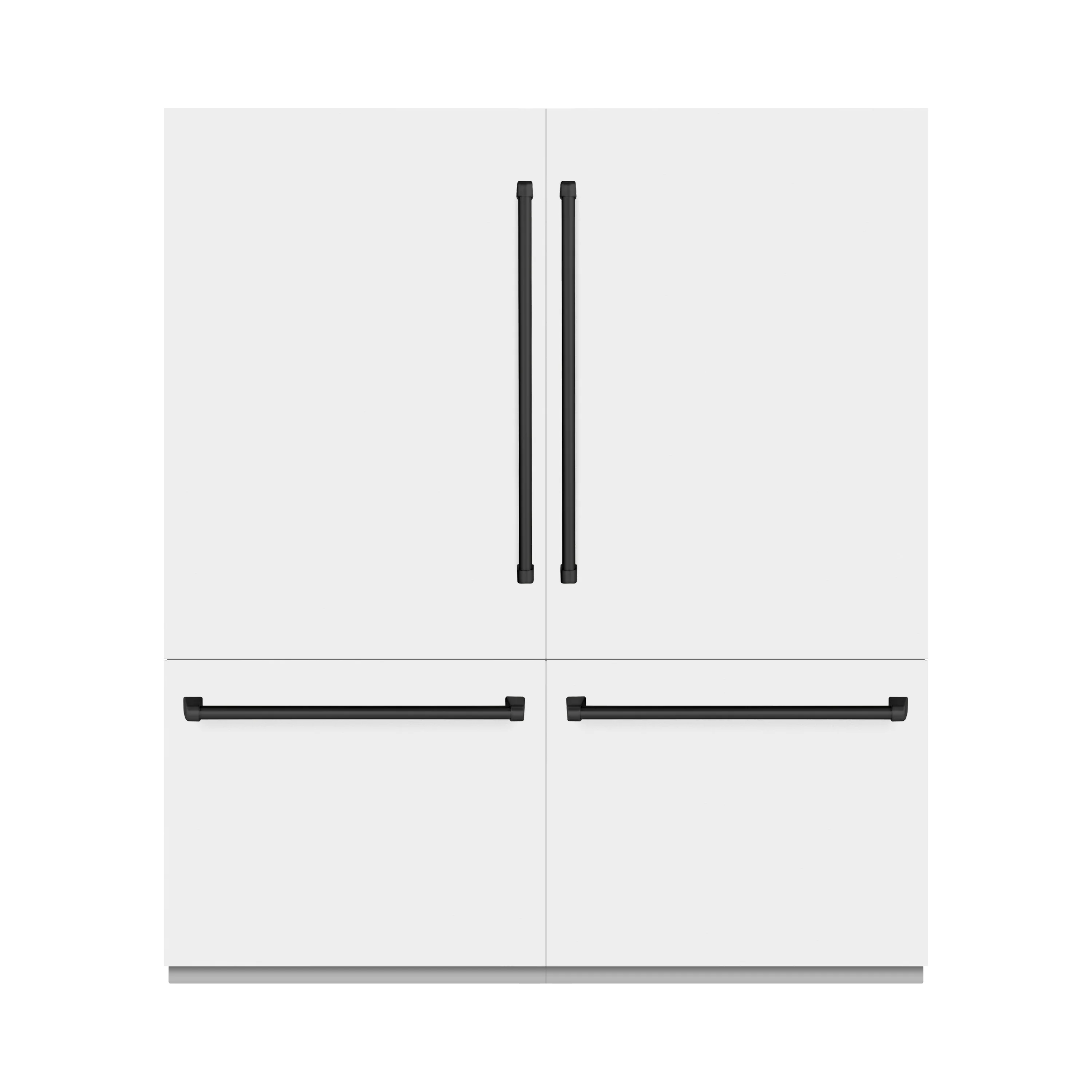ZLINE Autograph Edition 72 in. 39.6 cu. ft. French Door Built-In Bottom Freezer Refrigerator with Water Dispensers and Ice Makers in White Matte and Matte Black Accents (RBITZ-WM-72-MB)