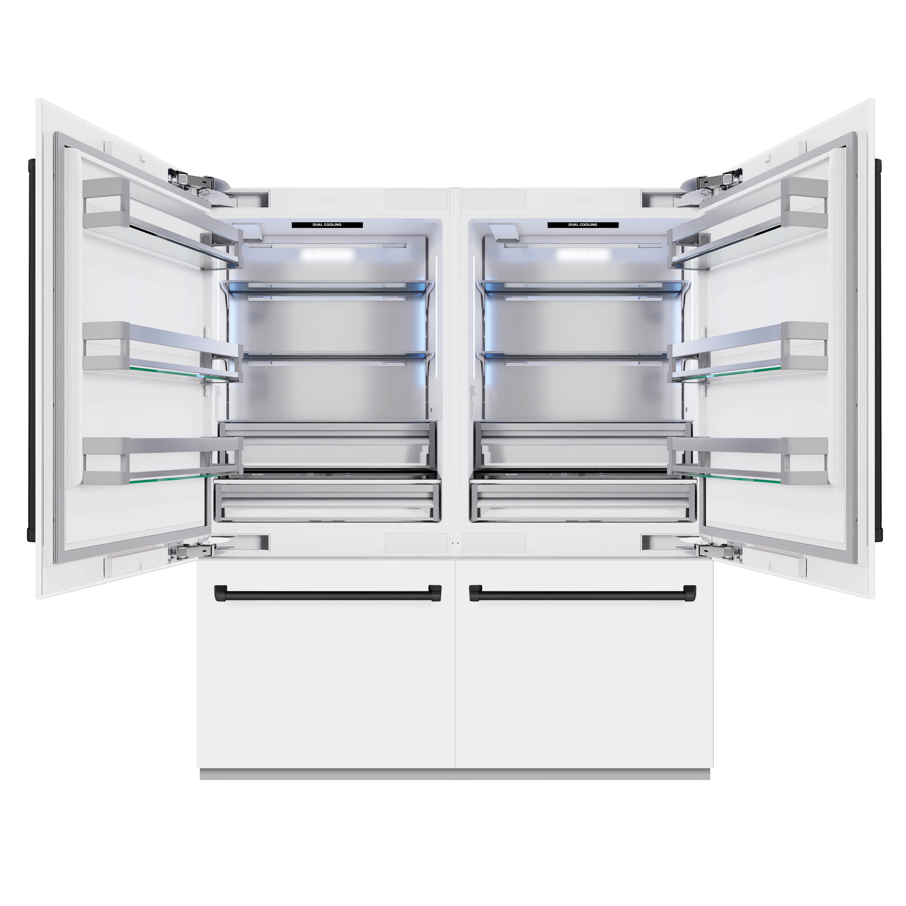 ZLINE Autograph Edition 72 in. 39.6 cu. ft. French Door Built-In Bottom Freezer Refrigerator with Water Dispensers and Ice Makers in White Matte and Matte Black Accents (RBITZ-WM-72-MB) - Image 3