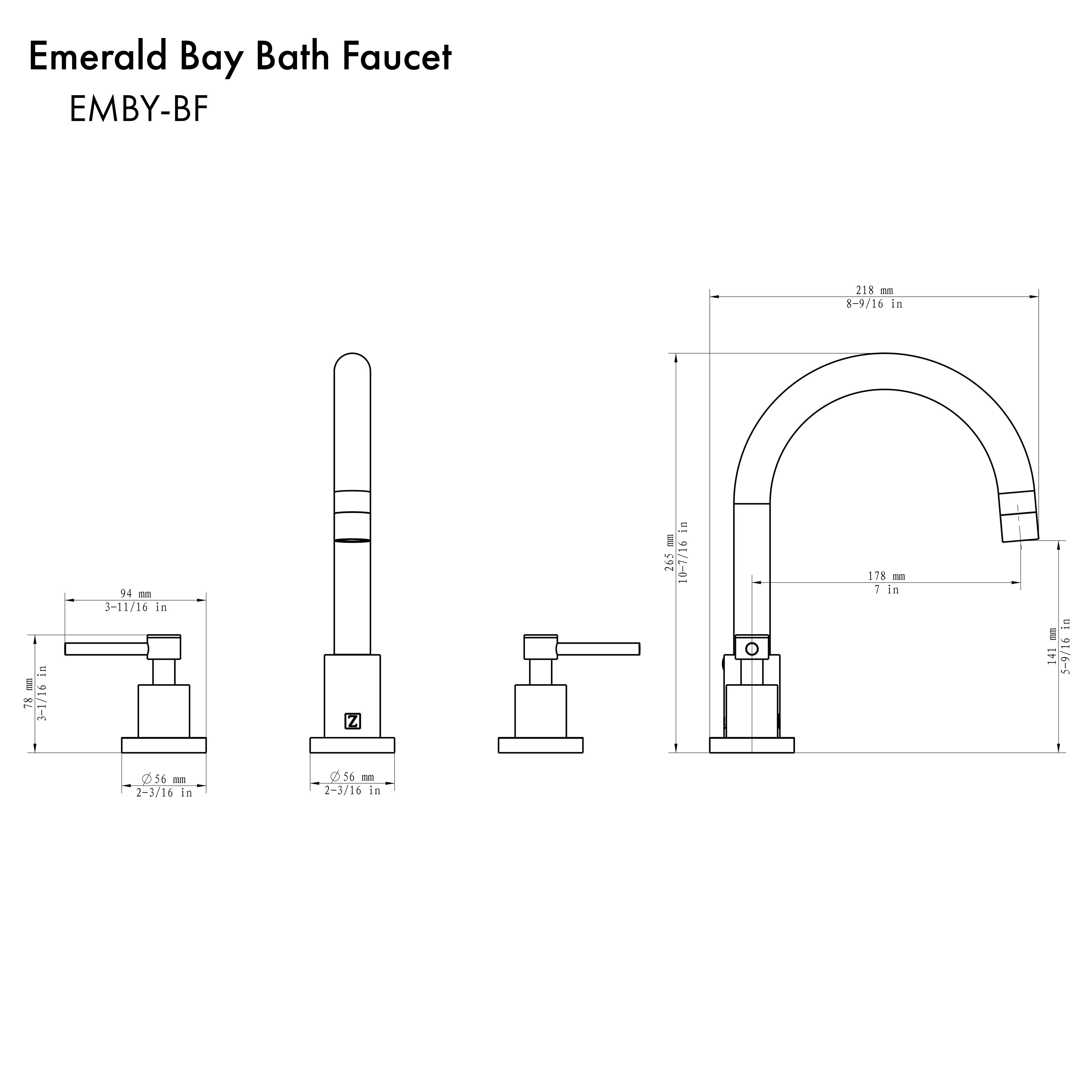 ZLINE Autograph Edition Emerald Bay Bath Faucet in Polished Gold (EMBY-BF-PG) - Image 3