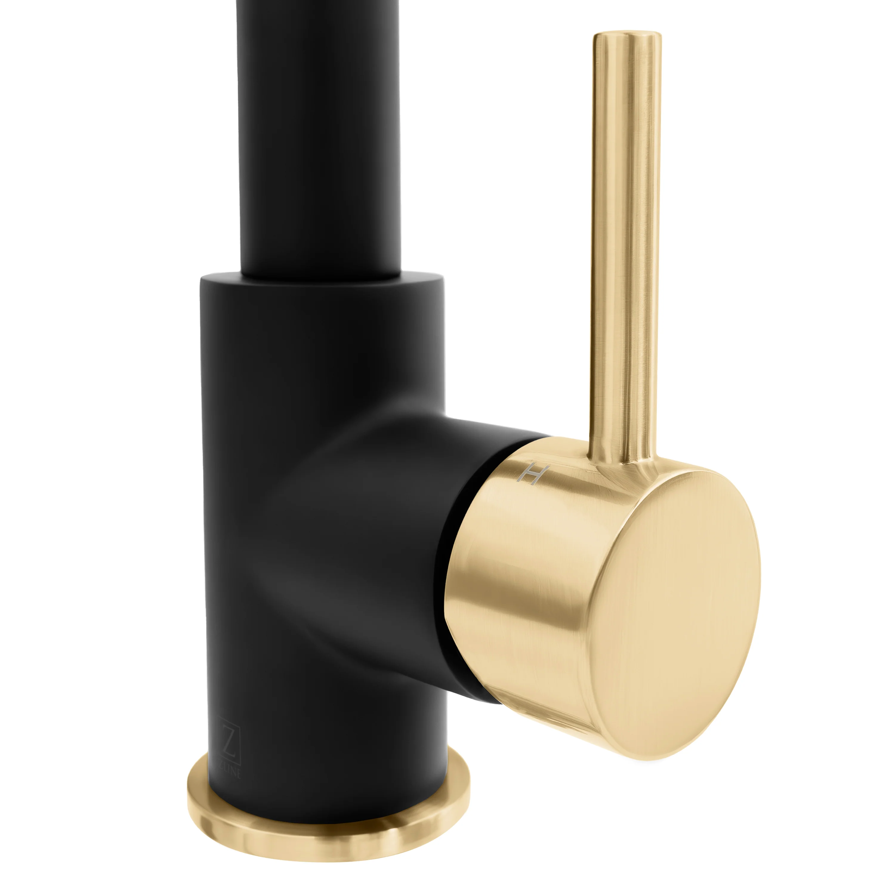 ZLINE Autograph Edition Gemini Pull Down Single Handle Kitchen Faucet in Matte Black and Champagne Bronze (GEM-KF-ZMBCB) - Image 4