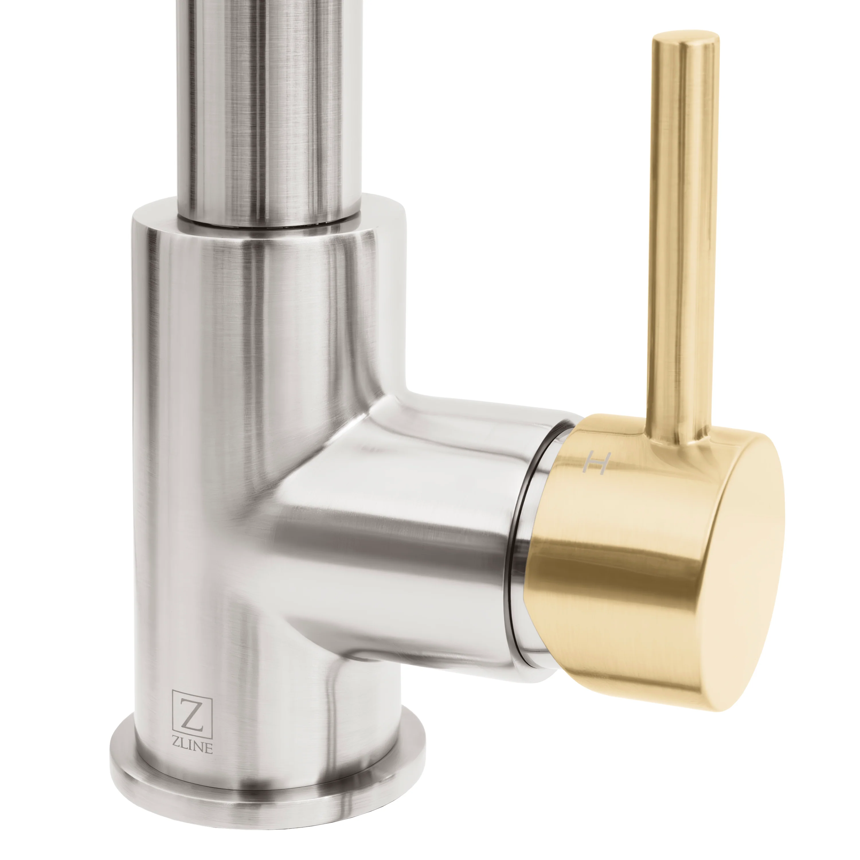 ZLINE Autograph Edition Sierra Pull Down Spring Single Handle Kitchen Faucet in Brushed Nickel and Champagne Bronze (SRA-KF-ZBNCB) - Image 4