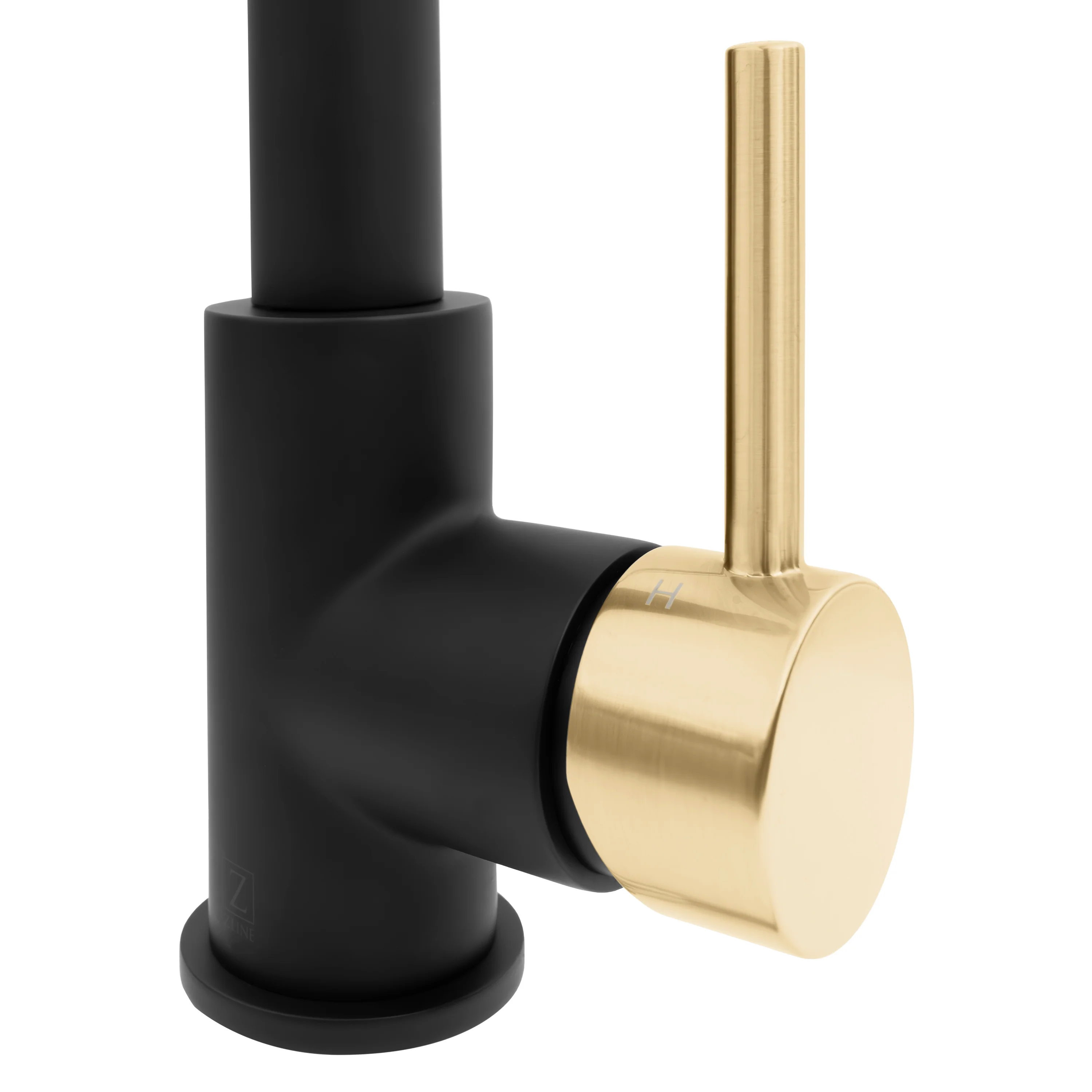 ZLINE Autograph Edition Sierra Pull Down Spring Single Handle Kitchen Faucet in Matte Black and Champagne Bronze (SRA-KF-ZMBCB) - Image 4
