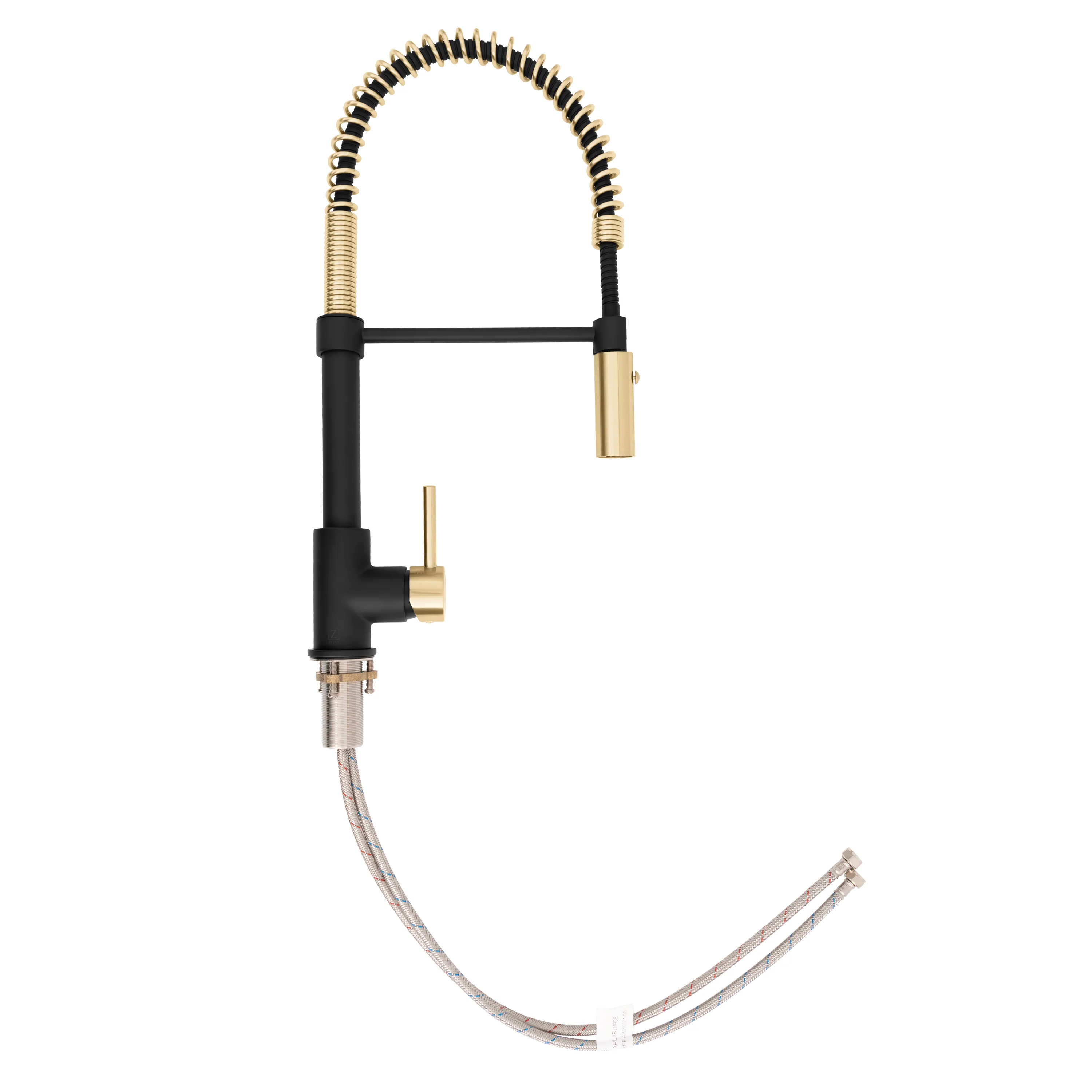 ZLINE Autograph Edition Sierra Pull Down Spring Single Handle Kitchen Faucet in Matte Black and Champagne Bronze (SRA-KF-ZMBCB) - Image 5
