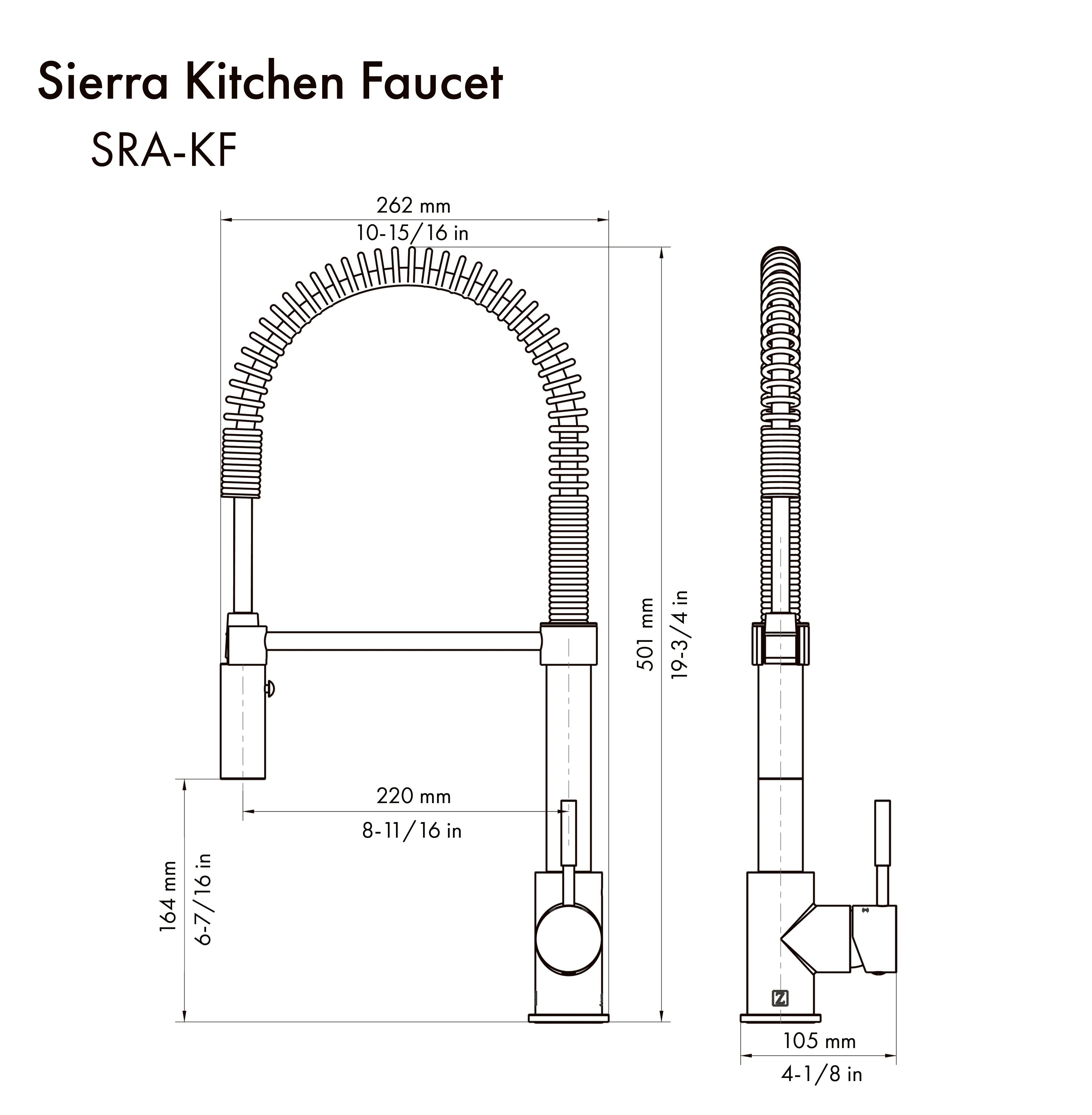ZLINE Autograph Edition Sierra Pull Down Spring Single Handle Kitchen Faucet in Matte Black and Champagne Bronze (SRA-KF-ZMBCB) - Image 9