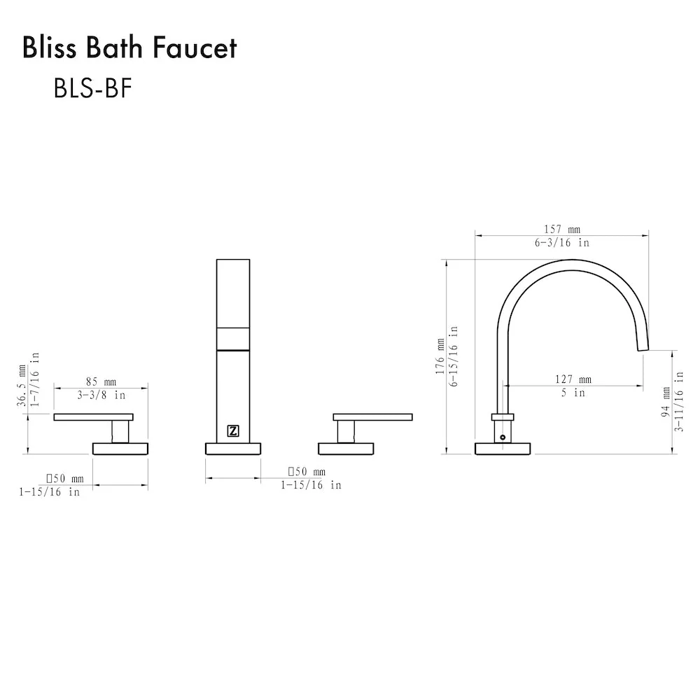 ZLINE Bliss Widespread Bath Faucet in Brushed Nickel (BLS-BF-BN) - Image 5