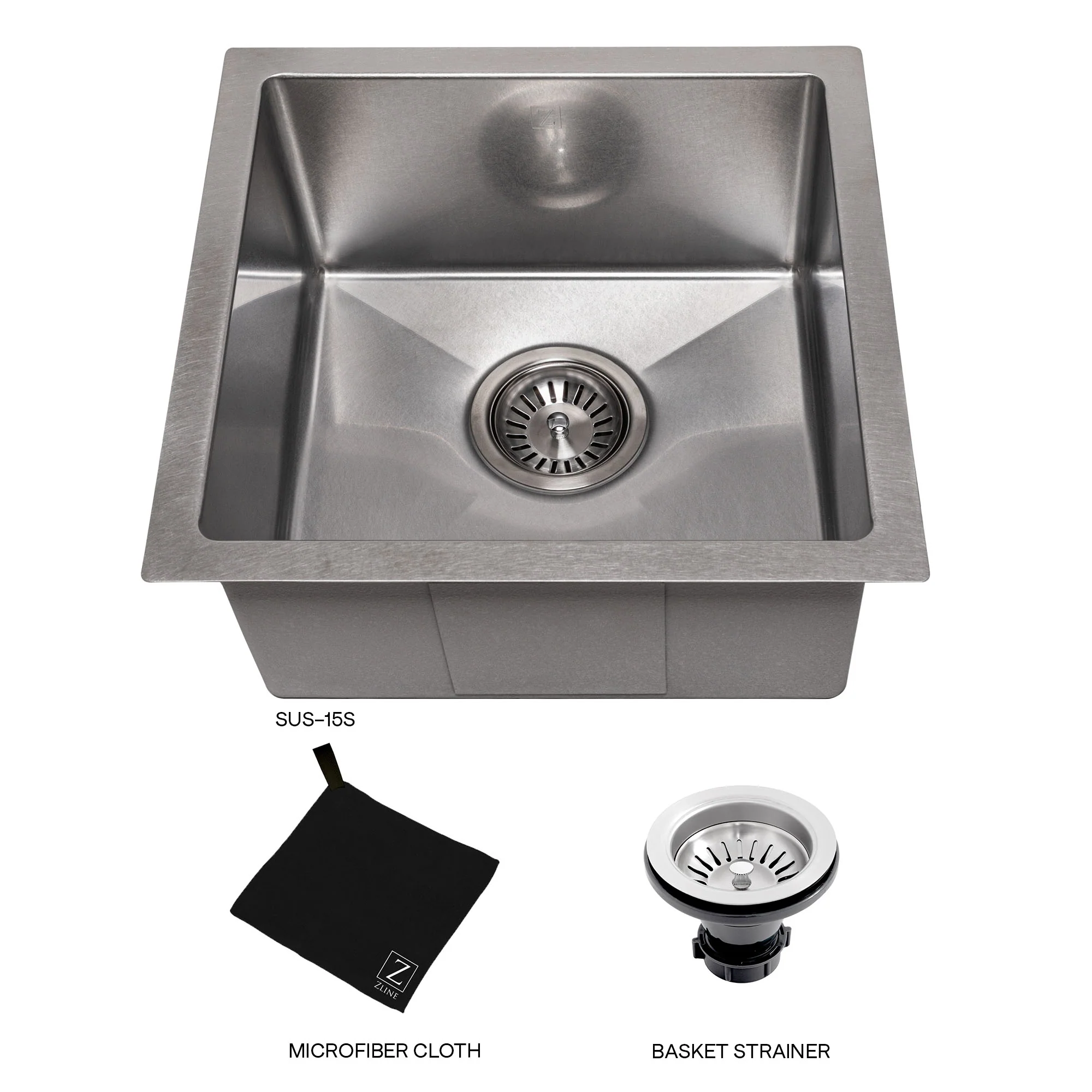 ZLINE 15 in. Boreal Undermount Single Bowl Satin Stainless Steel Bar Kitchen Sink (SUS-15S) - Image 6