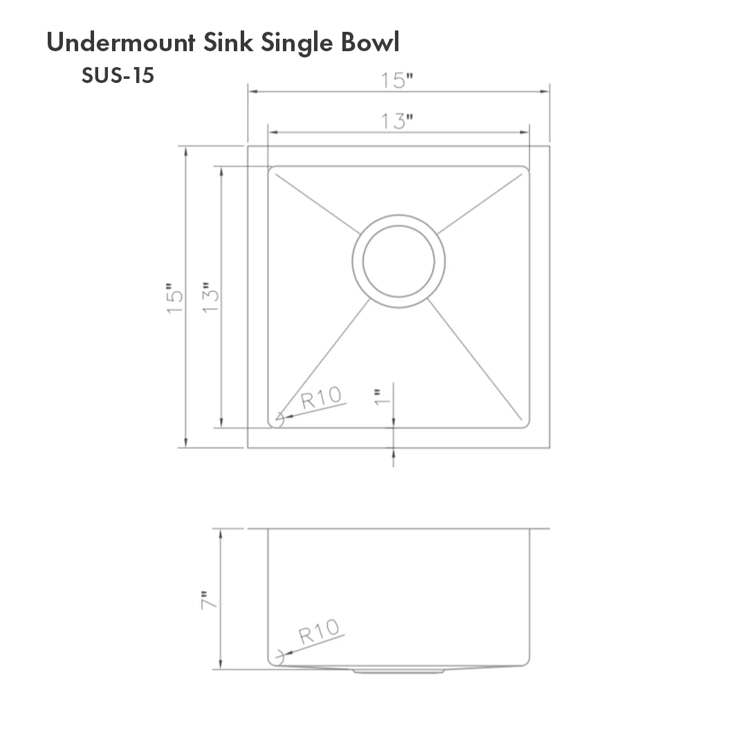 ZLINE 15 in. Boreal Undermount Single Bowl Bar Kitchen Sink in Stainless Steel (SUS-15) - Image 11