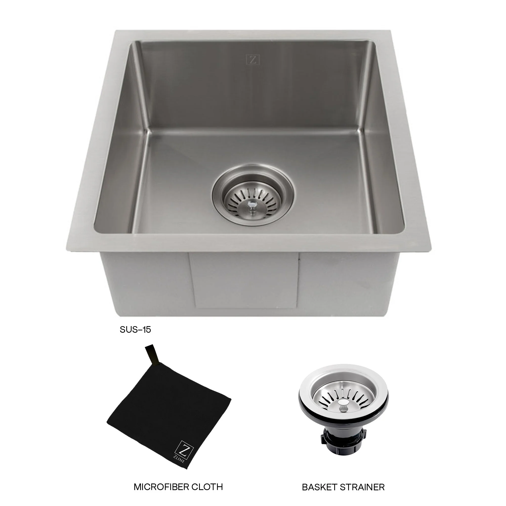 ZLINE 15 in. Boreal Undermount Single Bowl Bar Kitchen Sink in Stainless Steel (SUS-15) - Image 8