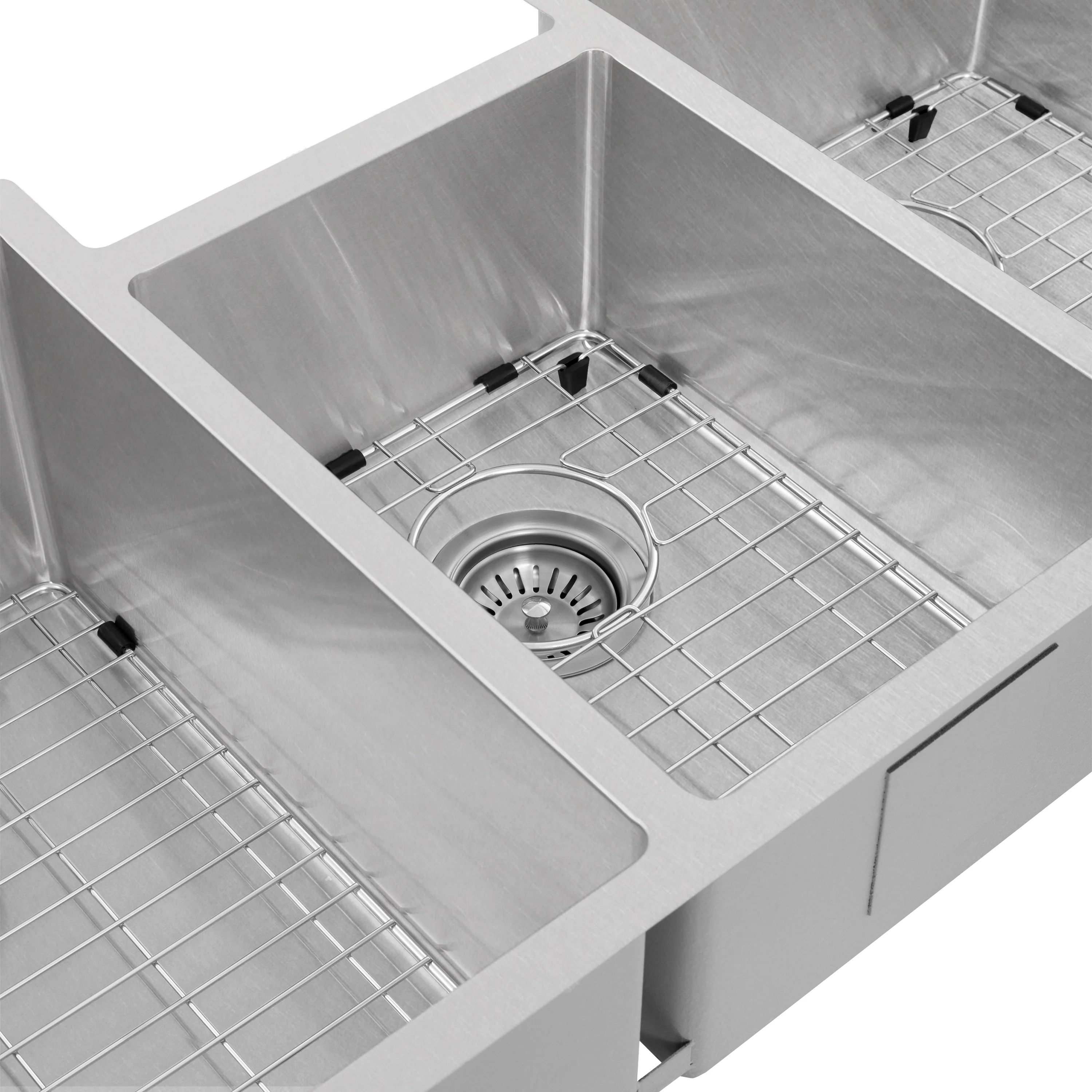 ZLINE 45 in. Breckenridge Undermount Triple Bowl Satin Stainless Steel Kitchen Sink with Bottom Grid (SLT-45S) - Image 2