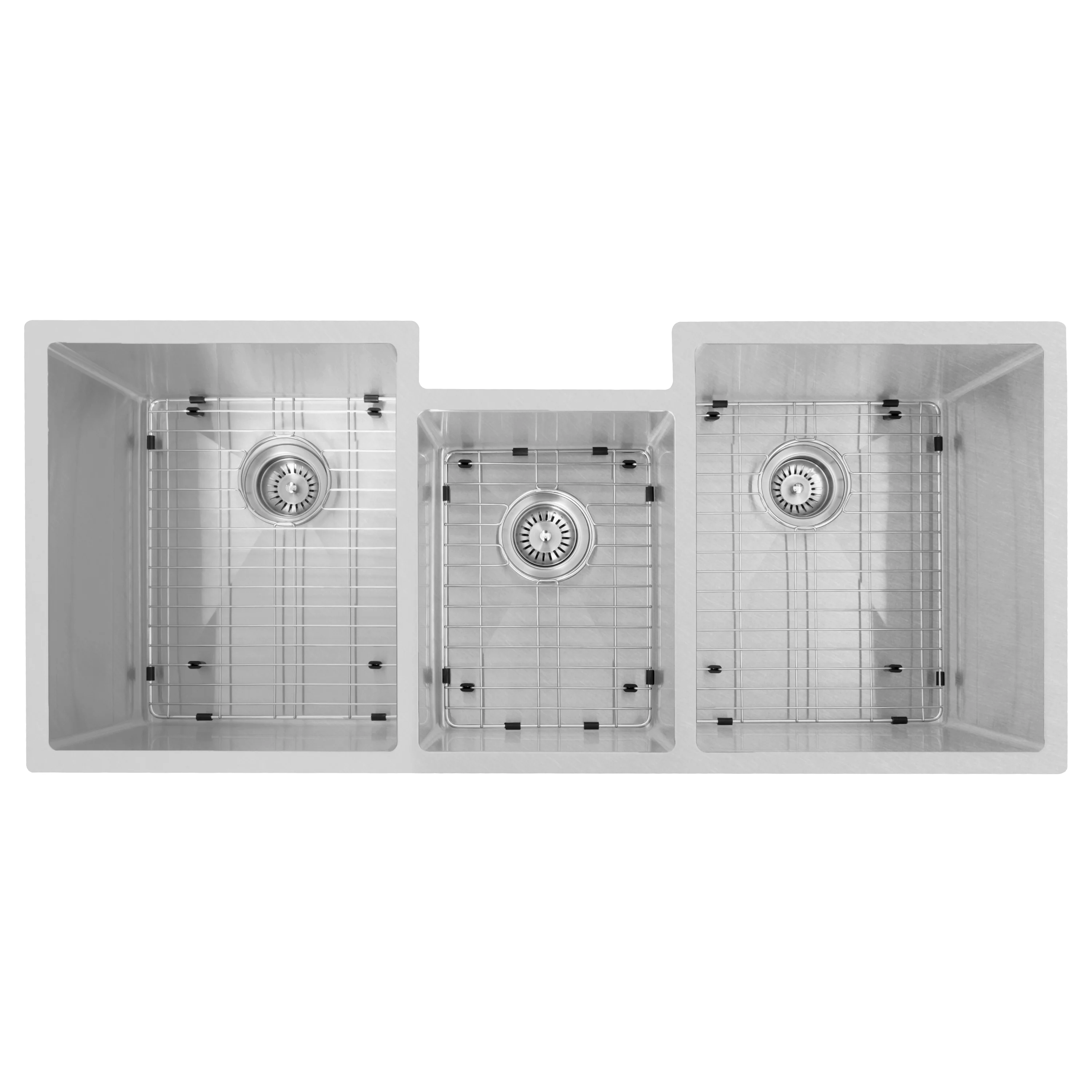 ZLINE 45 in. Breckenridge Undermount Triple Bowl Satin Stainless Steel Kitchen Sink with Bottom Grid (SLT-45S) - Image 5