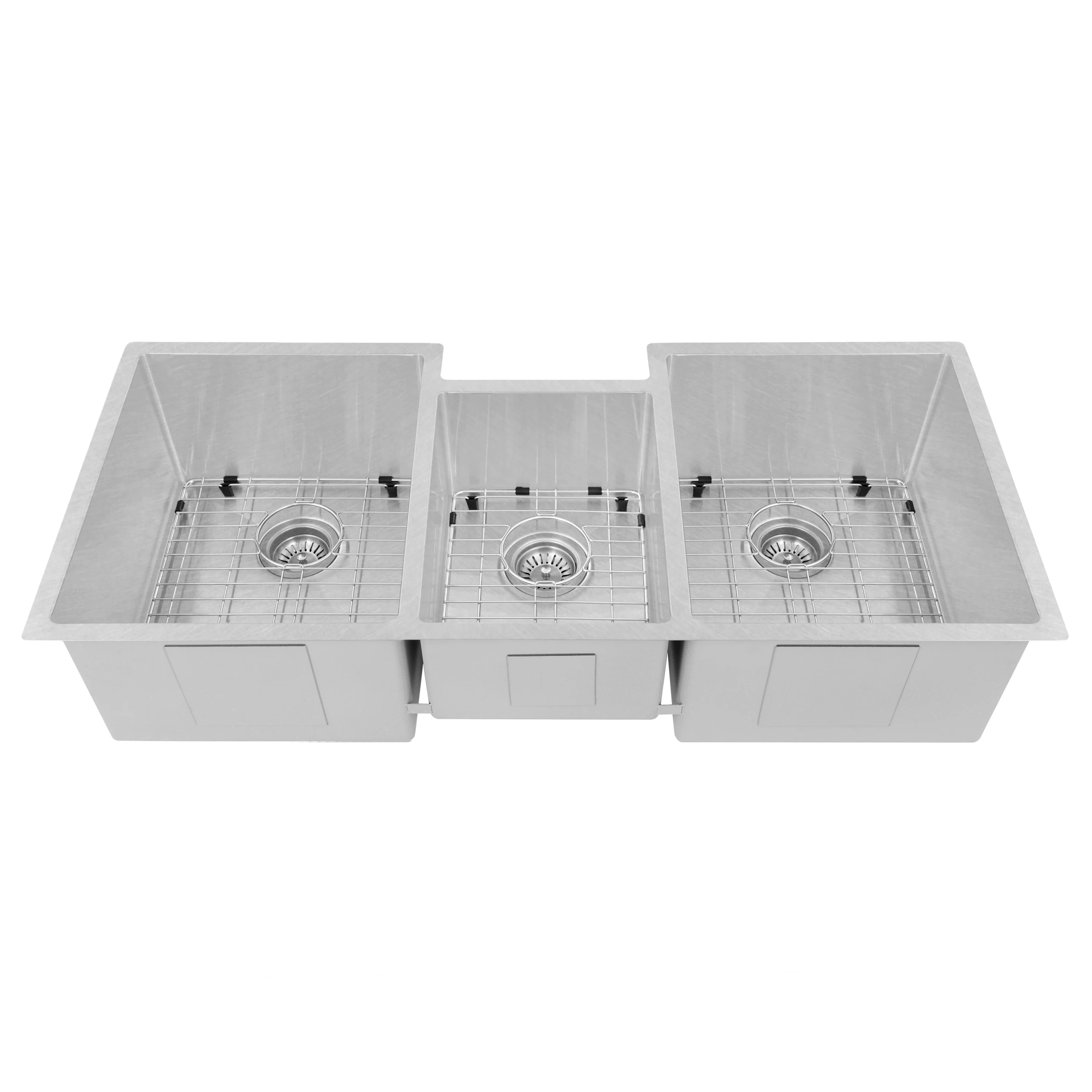 ZLINE 45 in. Breckenridge Undermount Triple Bowl Satin Stainless Steel Kitchen Sink with Bottom Grid (SLT-45S) - Image 6