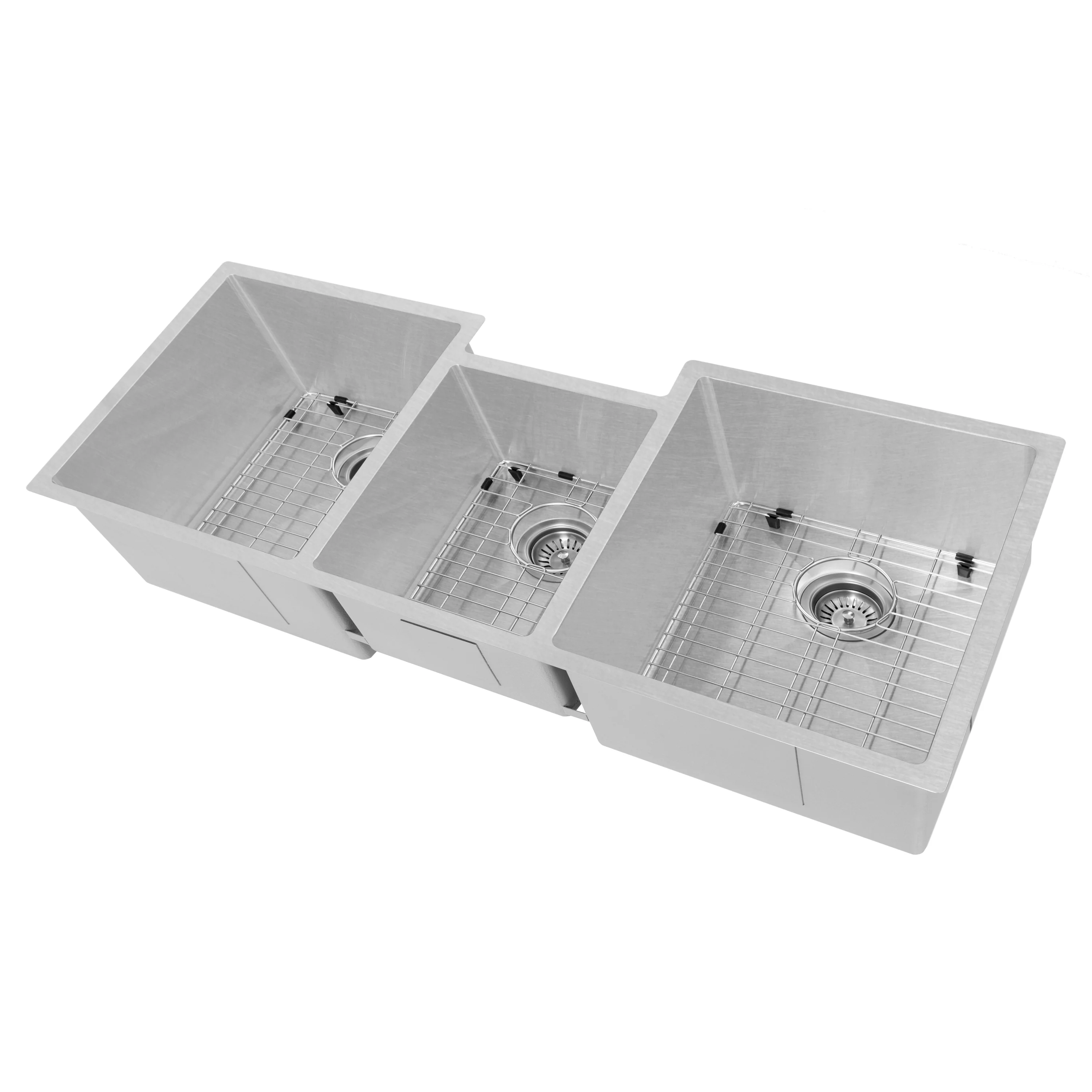 ZLINE 45 in. Breckenridge Undermount Triple Bowl Satin Stainless Steel Kitchen Sink with Bottom Grid (SLT-45S) - Image 8