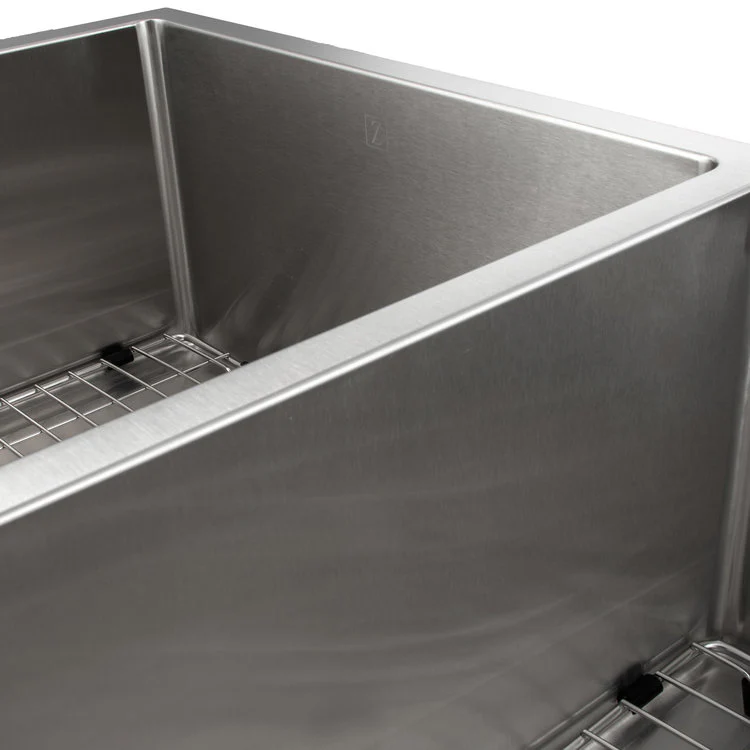 ZLINE 33 in. Chamonix Undermount Double Bowl Stainless Steel Kitchen Sink with Bottom Grid (SR60D-33) - Image 6
