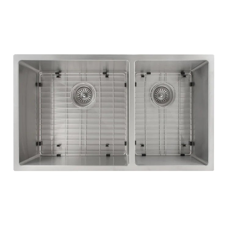 ZLINE 33 in. Chamonix Undermount Double Bowl Stainless Steel Kitchen Sink with Bottom Grid (SR60D-33) - Image 8
