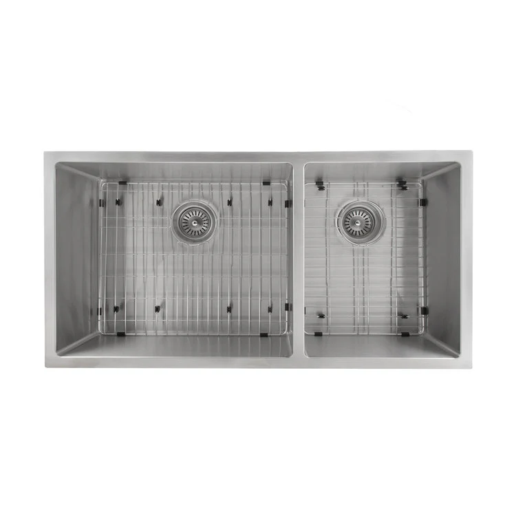 ZLINE 36 in. Chamonix Undermount Double Bowl Stainless Steel Kitchen Sink with Bottom Grid (SR60D-36) - Image 6