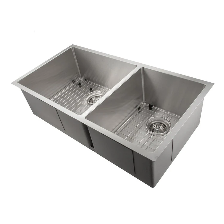 ZLINE 36 in. Chamonix Undermount Double Bowl Stainless Steel Kitchen Sink with Bottom Grid (SR60D-36) - Image 7