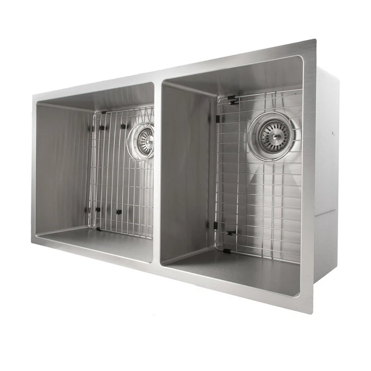 ZLINE 36 in. Chamonix Undermount Double Bowl Stainless Steel Kitchen Sink with Bottom Grid (SR60D-36) - Image 9