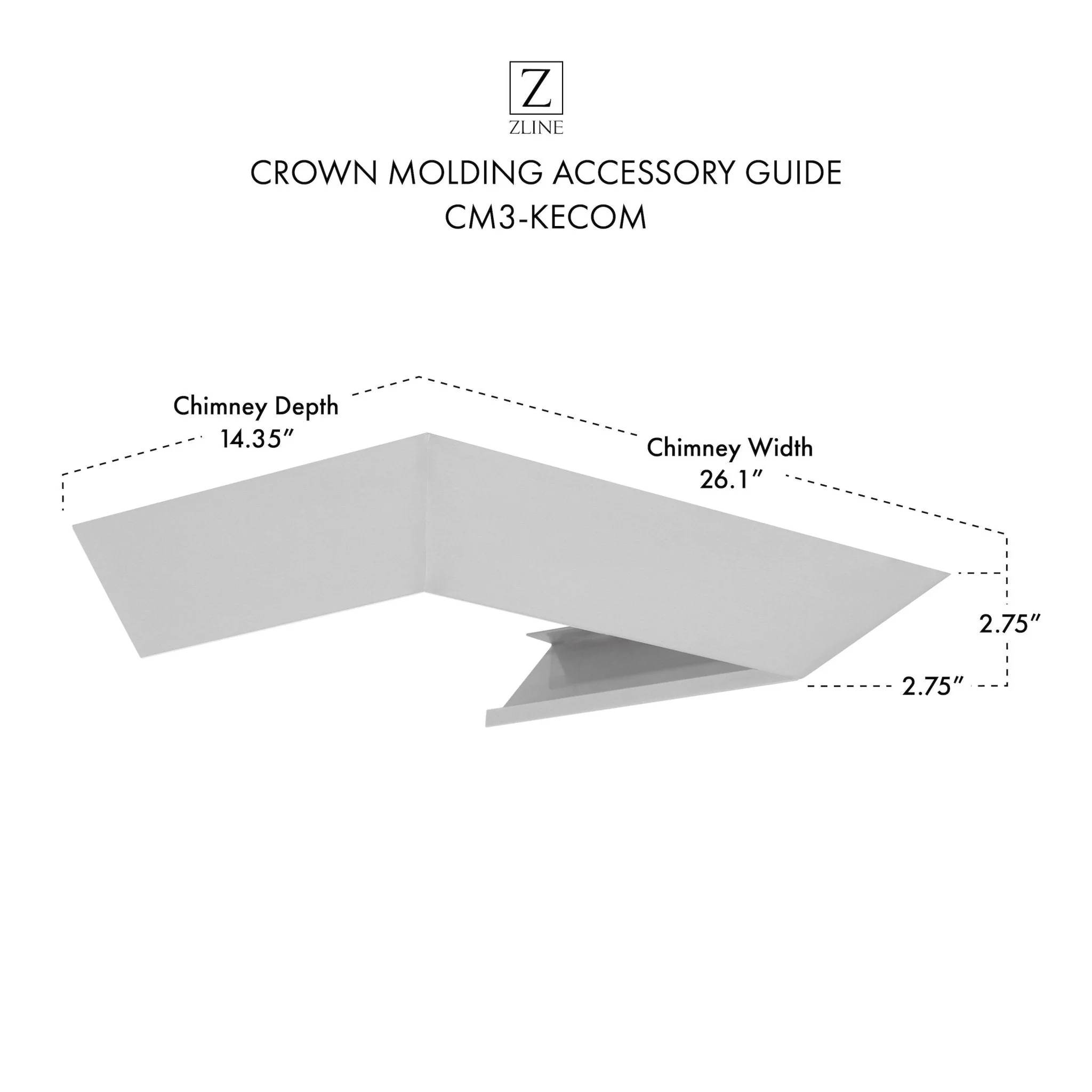 ZLINE Crown Molding Profile 3 for Wall Mount Range Hood (CM3-KECOM) - Image 7