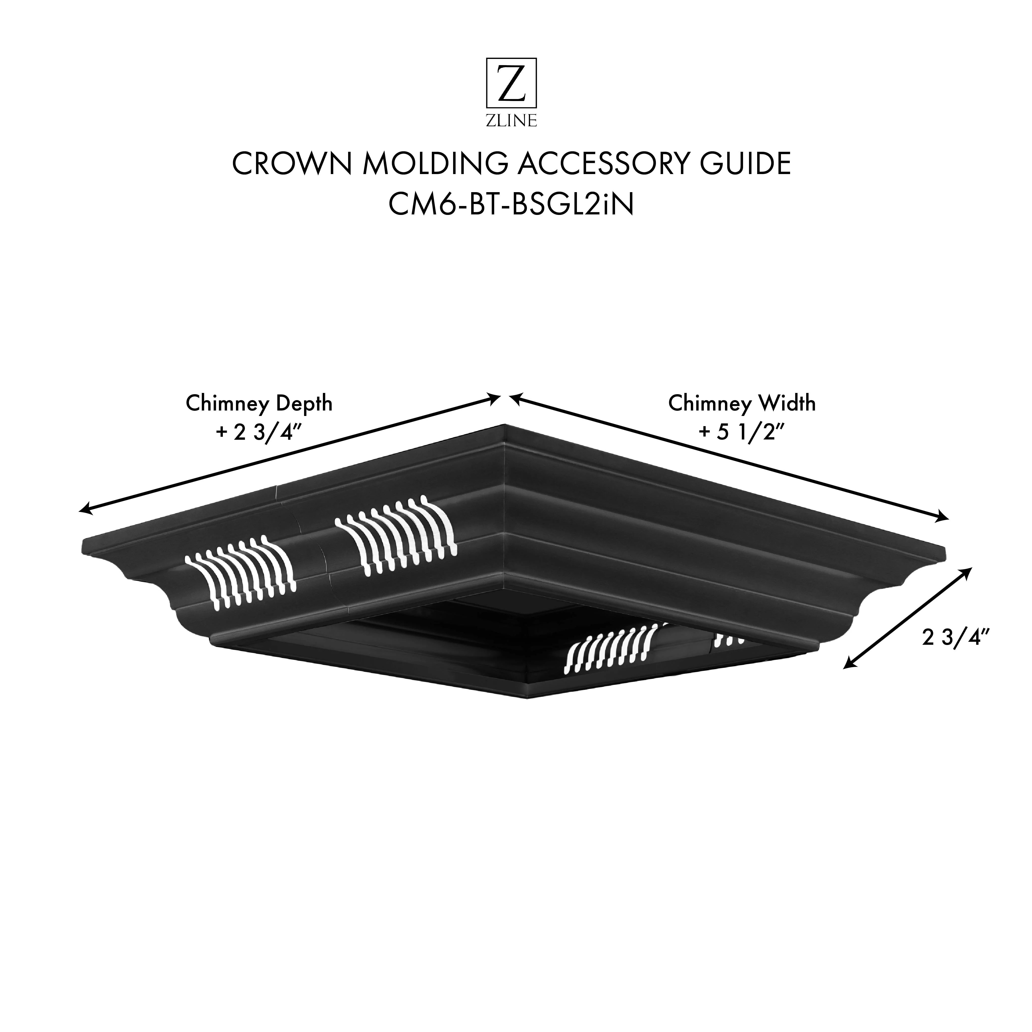 ZLINE Crown Molding in Black Stainless Steel with Built-in Bluetooth Speakers (CM6-BT-BSGL2iN) - Image 4