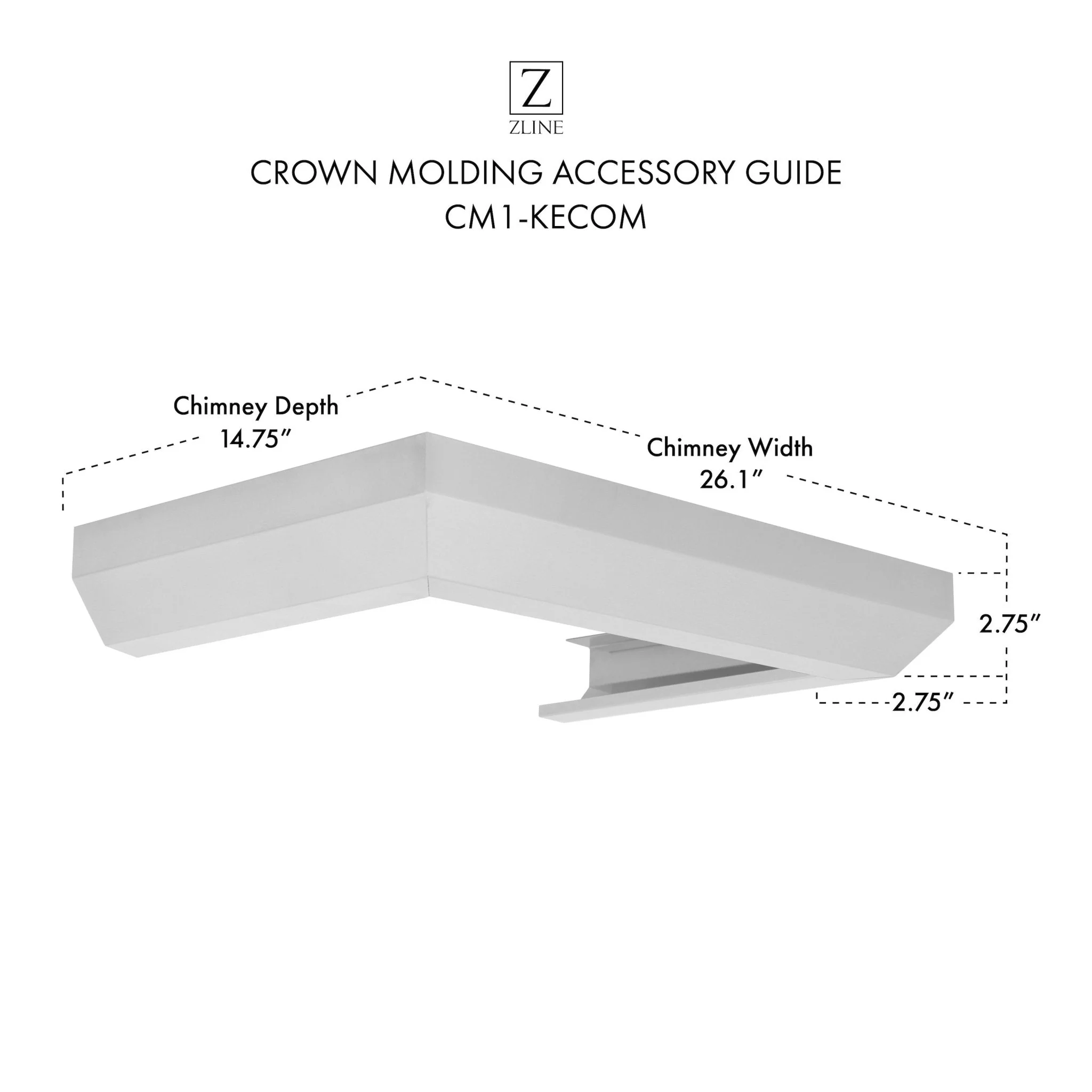 ZLINE Crown Molding Profile 1 for Wall Mount Range Hood (CM1-KECOM) - Image 7