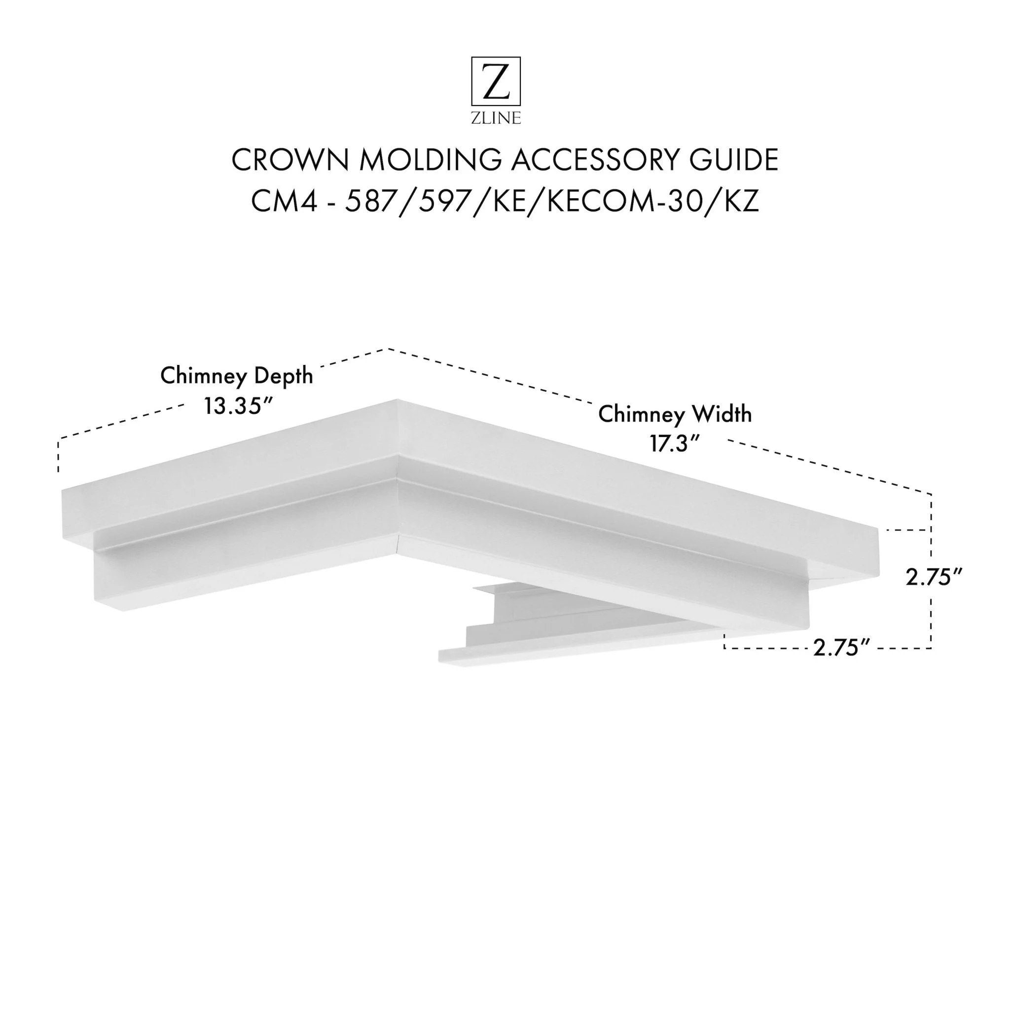 ZLINE Crown Molding Profile 4 for Wall Mount Range Hood (CM4-587/597/KE/KECOM-30/KZ) - Image 7