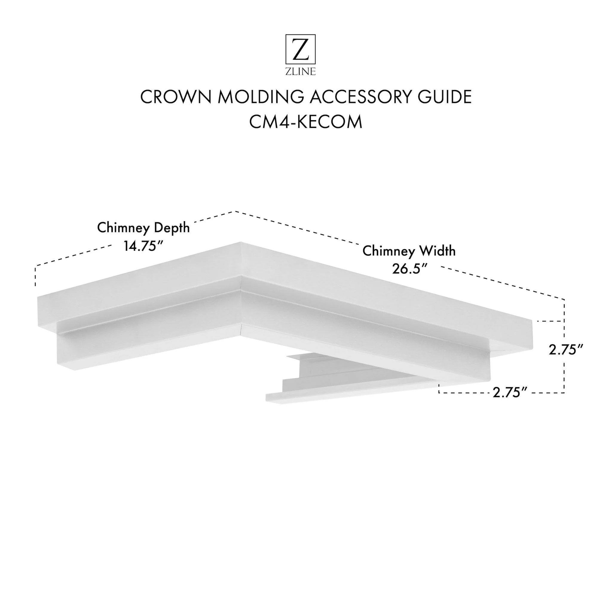 ZLINE Crown Molding Profile 4 for Wall Mount Range Hood (CM4-KECOM) - Image 7