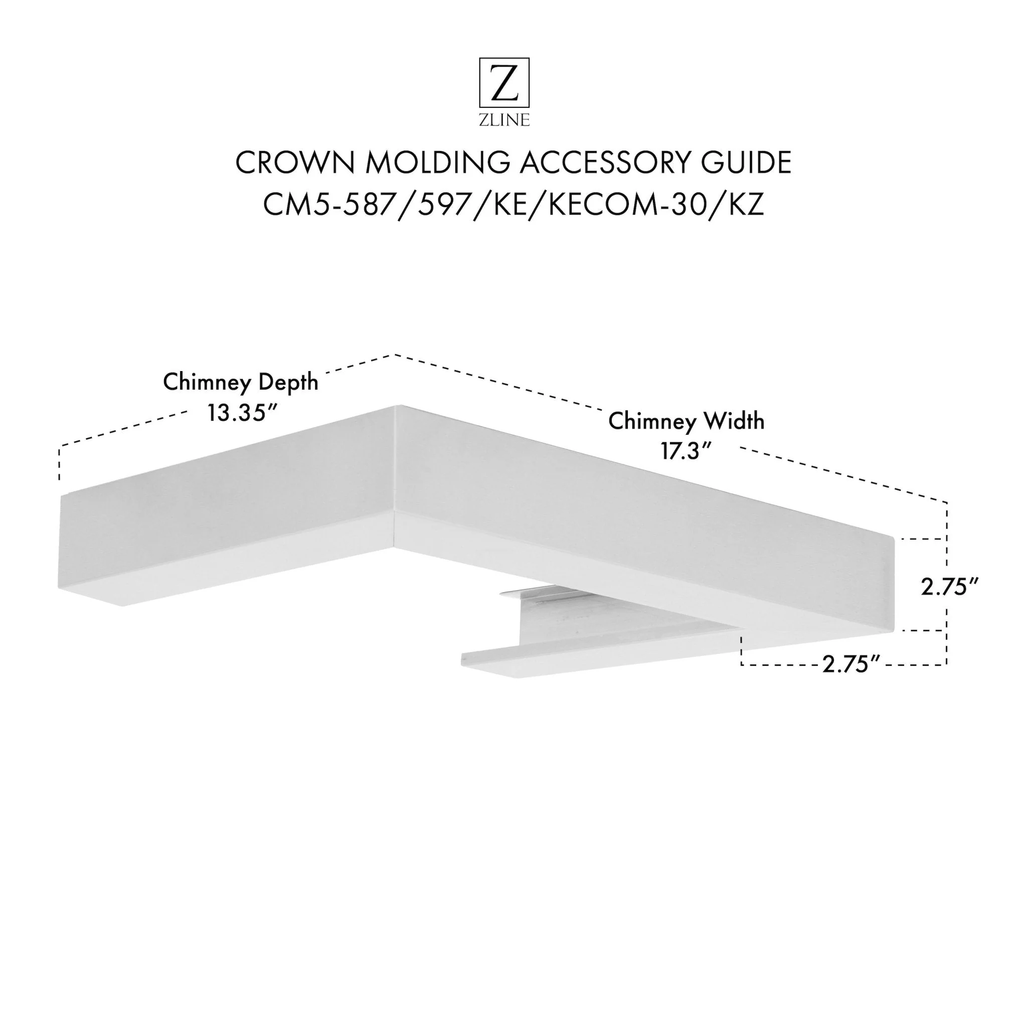 ZLINE Crown Molding Profile 5 for Wall Mount Range Hood (CM5-587/597/KE/KECOM-30/KZ) - Image 9
