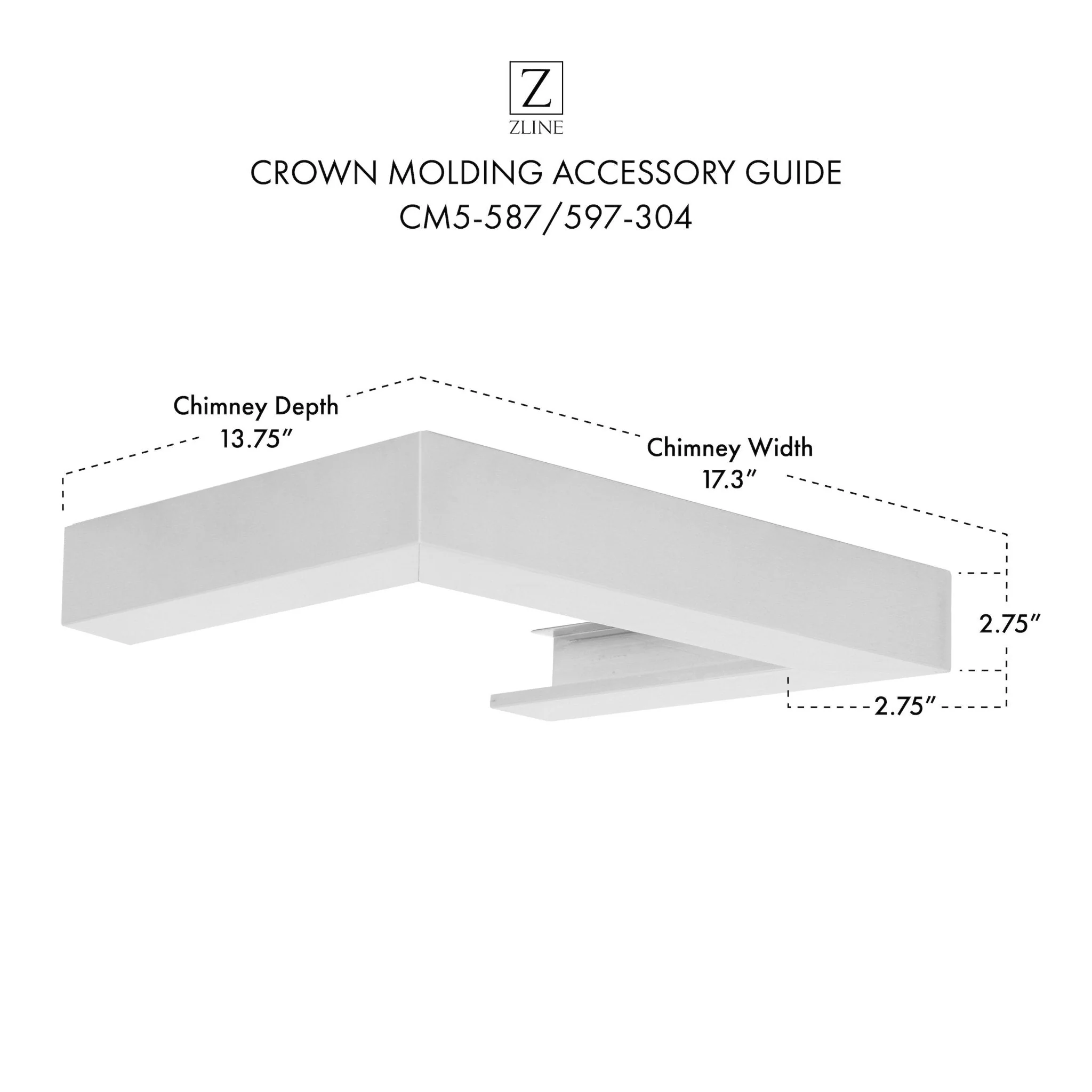 ZLINE Crown Molding Profile 5 for Wall Mount Range Hood (CM5-687-304) - Image 7