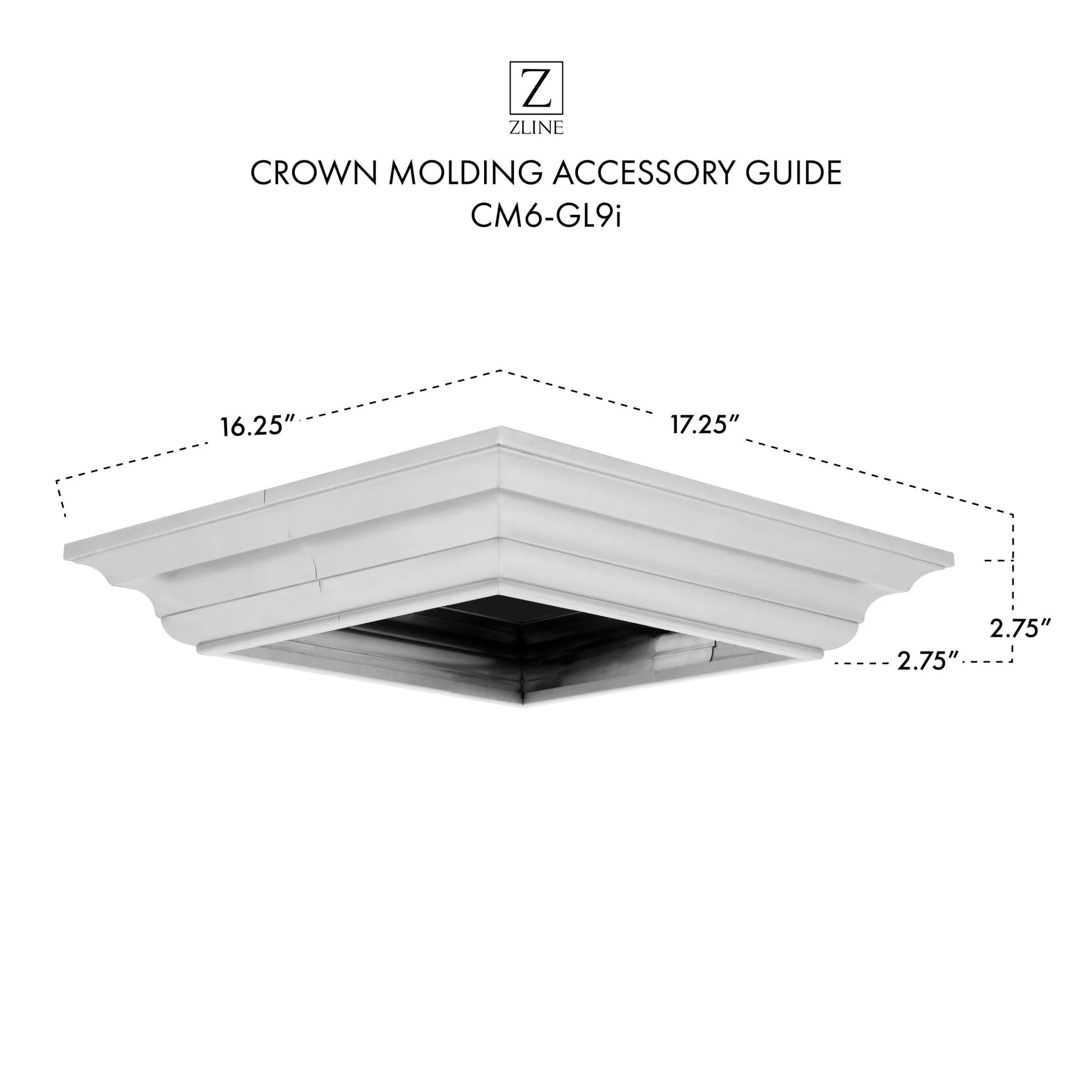 ZLINE Crown Molding Profile 6 for Island Mount Range Hood (CM6-GL9i) - Image 4