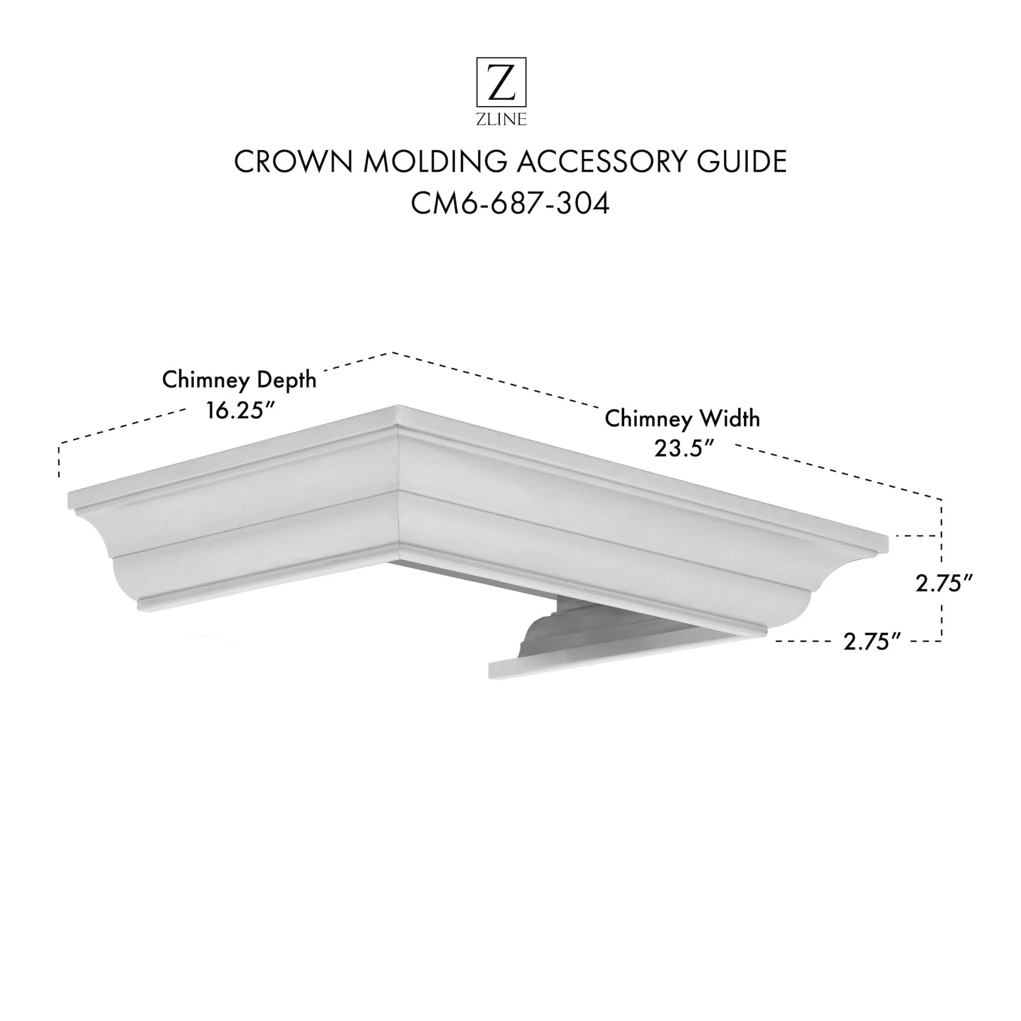 ZLINE Crown Molding Profile 6 for Wall Mount Range Hood (CM6-687-304) - Image 7