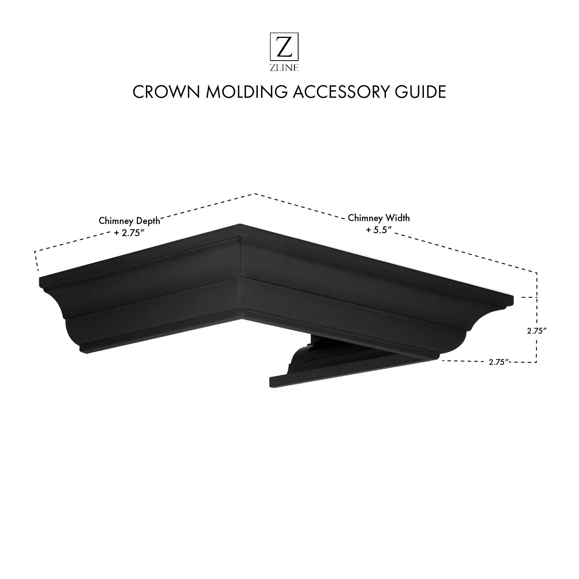 ZLINE Crown Molding Profile 6 for Wall Mount Range Hood (CM6-BSKBN) - Image 7