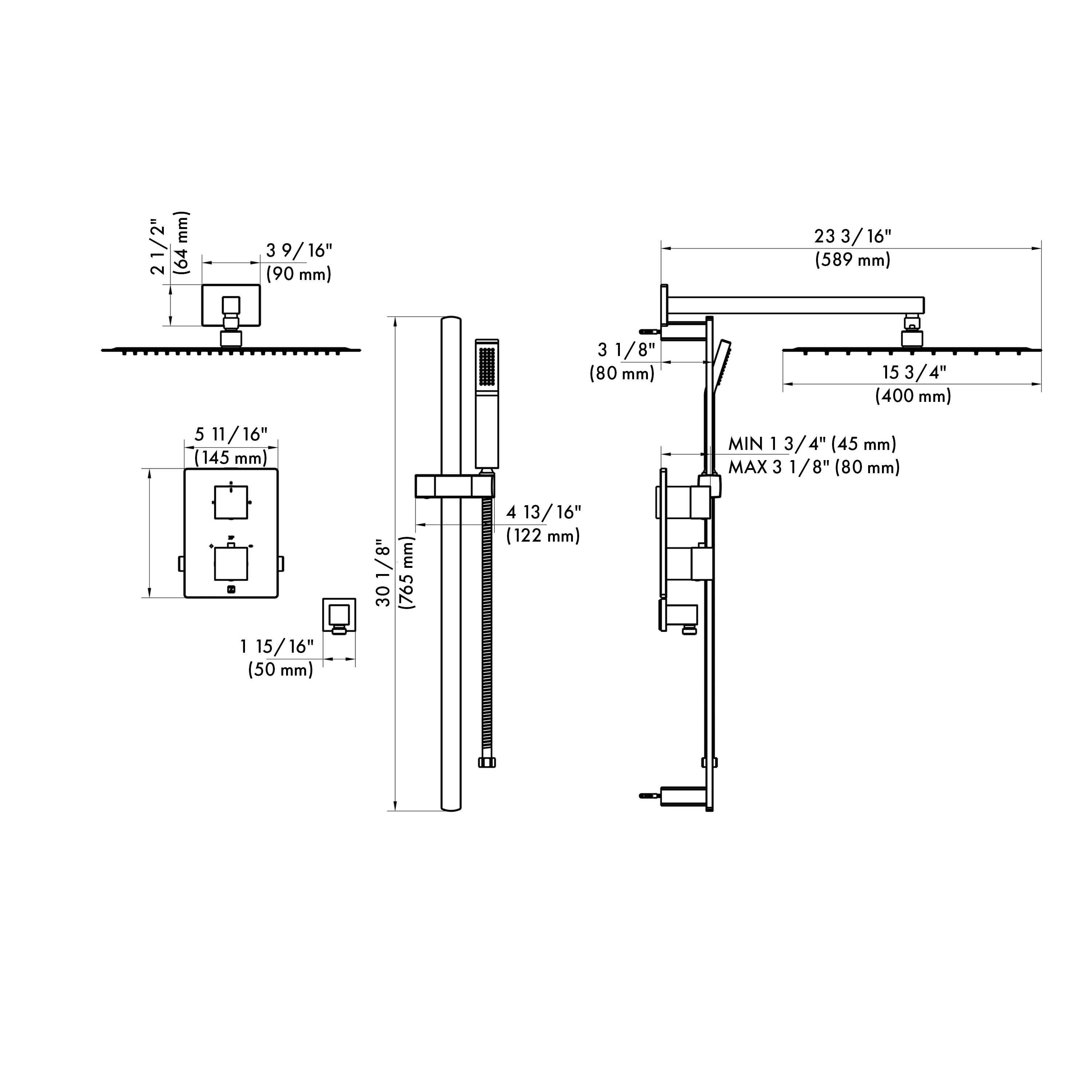 ZLINE Autograph Edition Crystal Bay Thermostatic Shower System in Matte Black (CBY-SHS-T2-MB) - Image 6