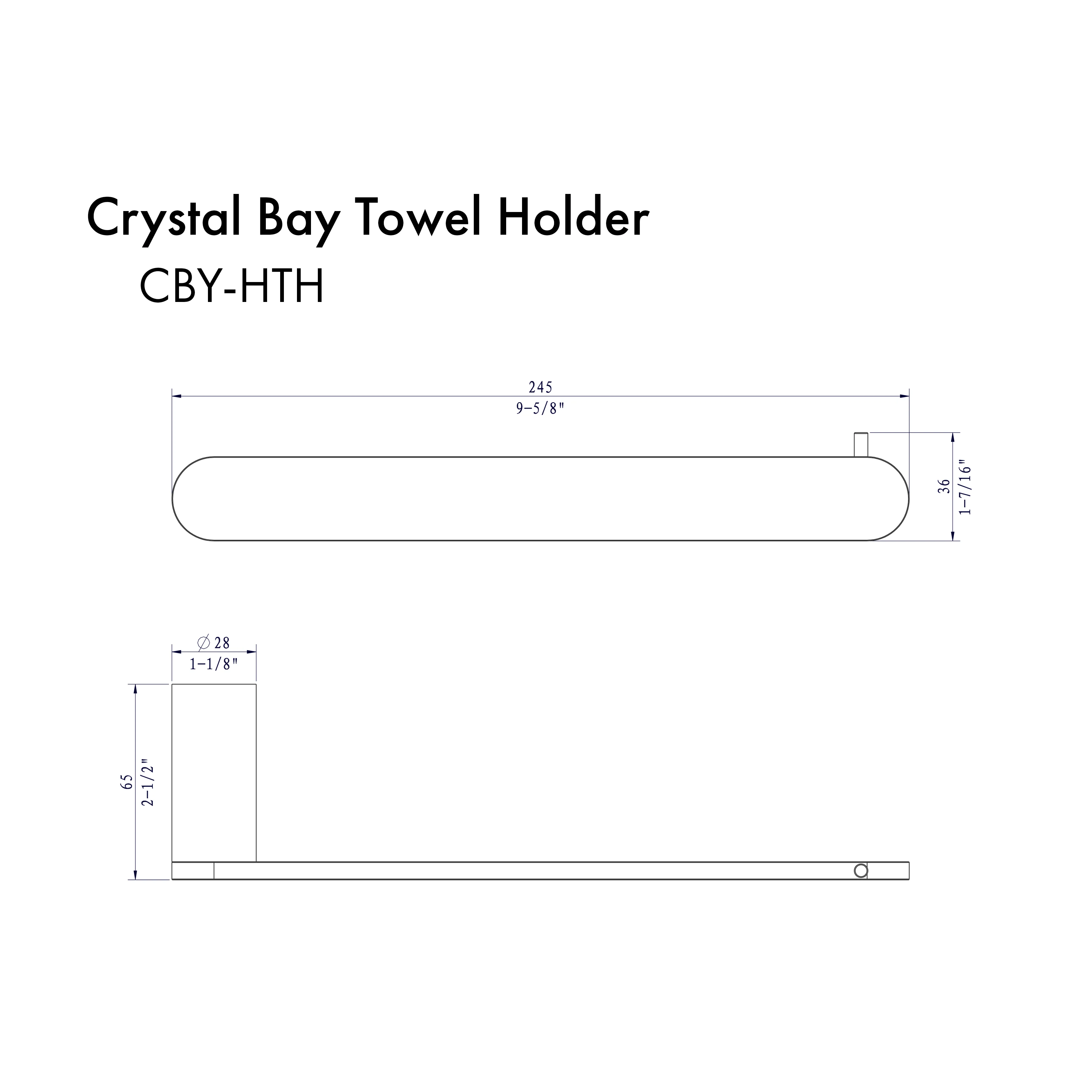 ZLINE Crystal Bay Towel Holder in Brushed Nickel (CBY-HTH-BN) - Image 2