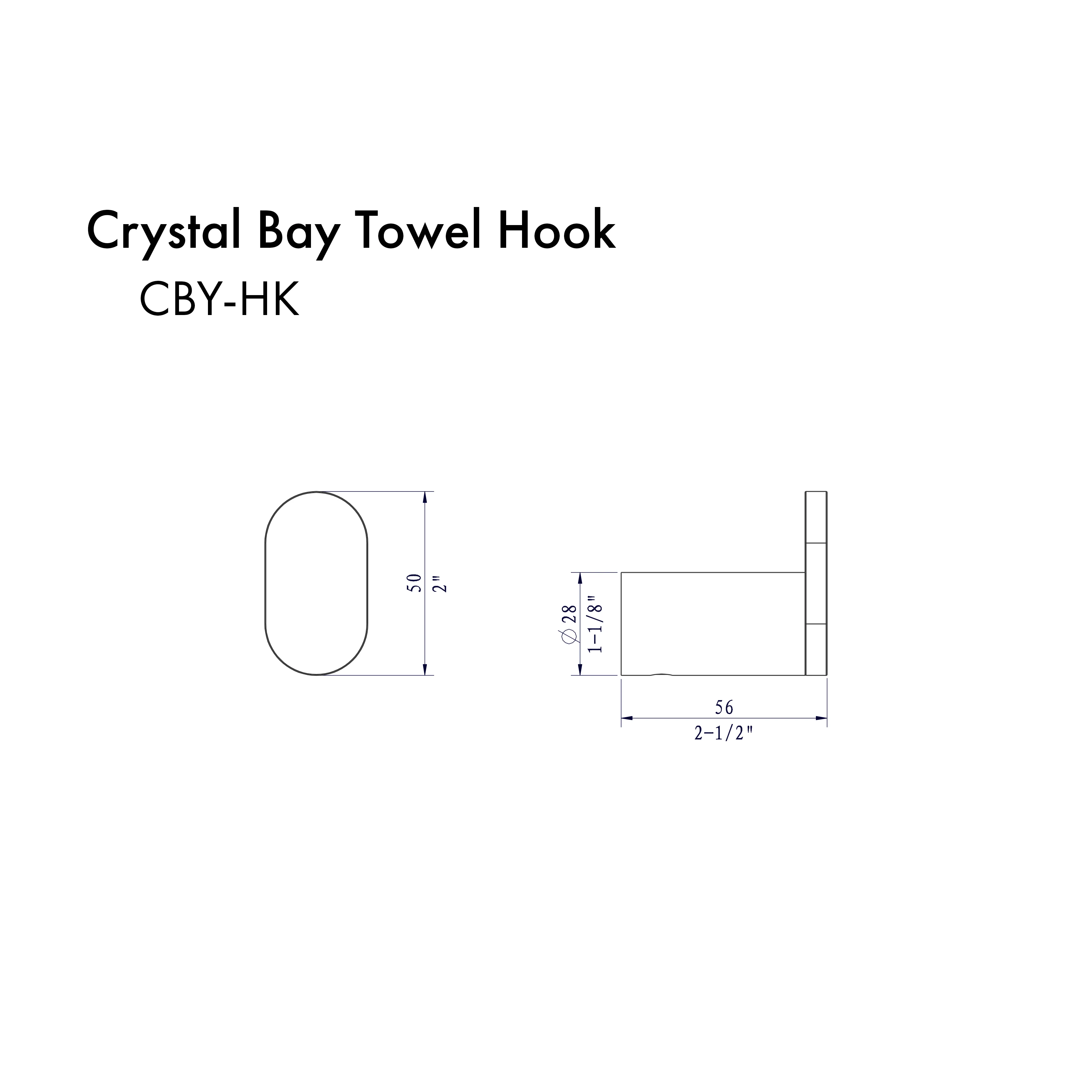 ZLINE Crystal Bay Towel Hook in Chrome (CBY-HK-CH) - Image 2