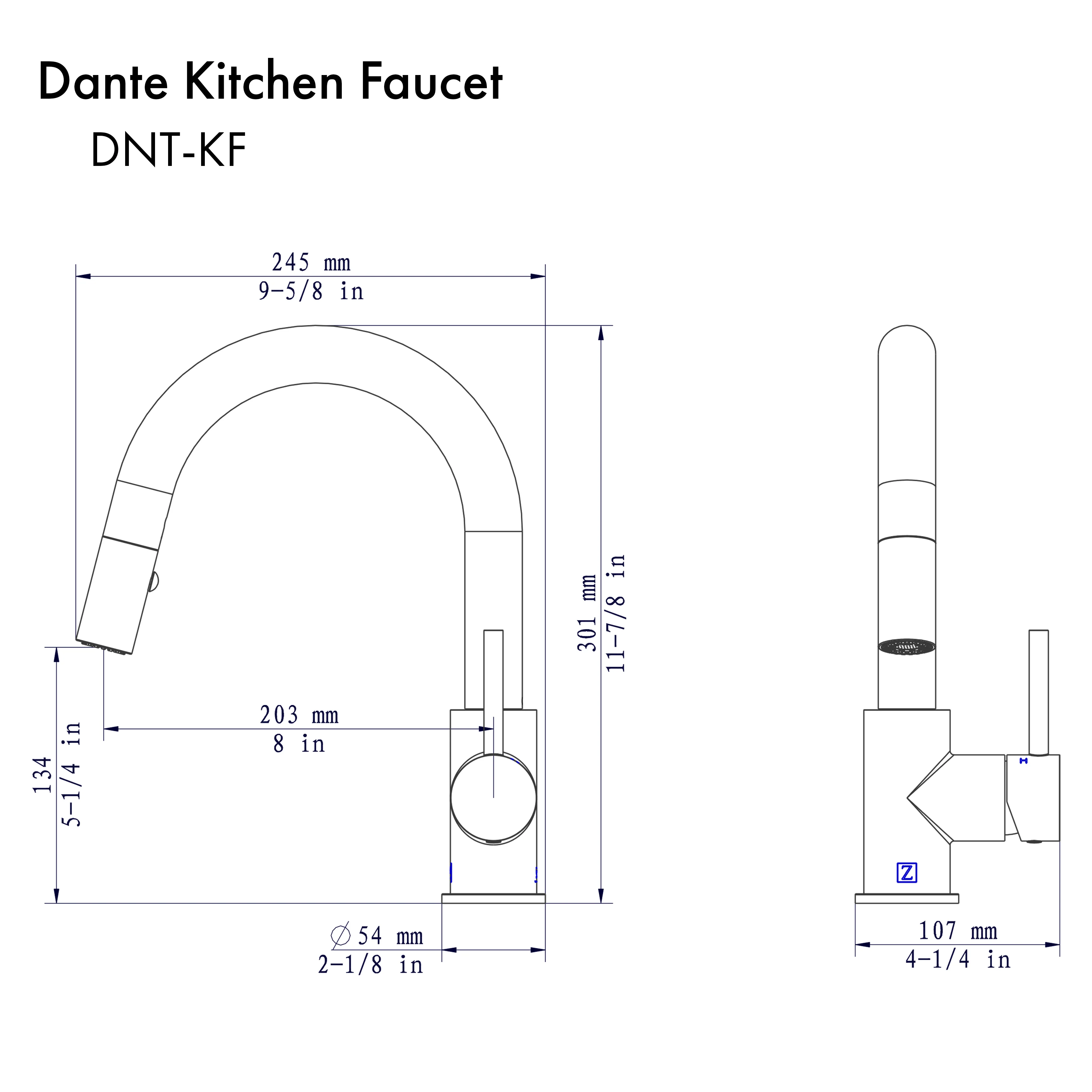ZLINE Dante Kitchen Faucet in Chrome (DNT-KF-CH) - Image 10