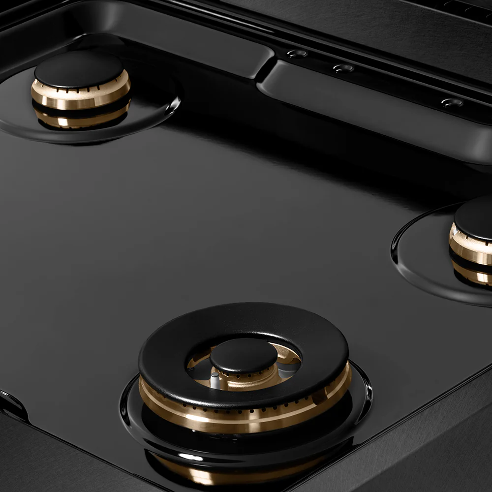 ZLINE Designer Collection 30 in. Paramount Gas Rangetop with 4 Burners in Black Satin Stainless Steel with Matte Black and Champagne Bronze Accents (SRTBSZ-30-MBCB) - Image 3