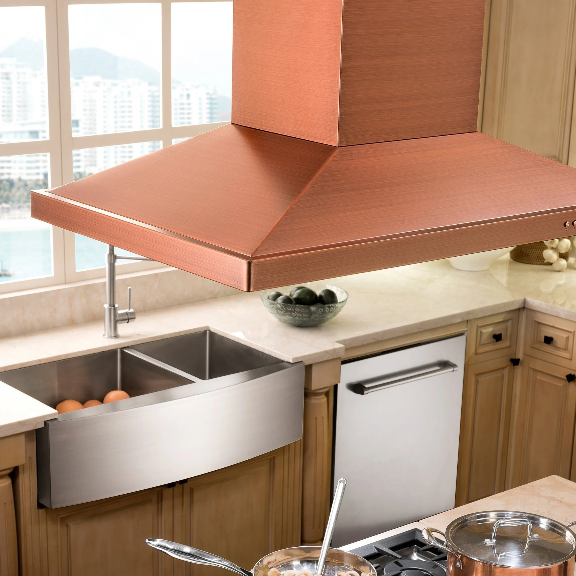 ZLINE 36 in. Designer Series Copper Island Mount Range Hood (8KL3iC-36) - Image 3