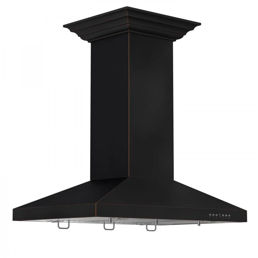 ZLINE 36 in. Designer Series Oil-Rubbed Bronze Convertible Vent Island Mount Range Hood (8KL3iB-36) - Image 4