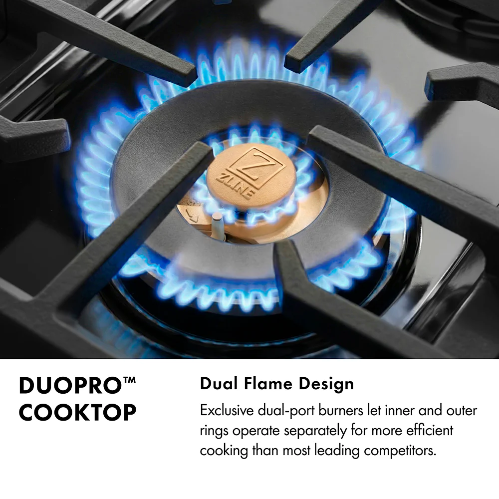 ZLINE Autograph Edition 36 in. Classic Gas Rangetop with 6 Burner DuoPro™ Cooktop in Stainless Steel and Matte Black Accents (PCRTZ-36-MB) - Image 10