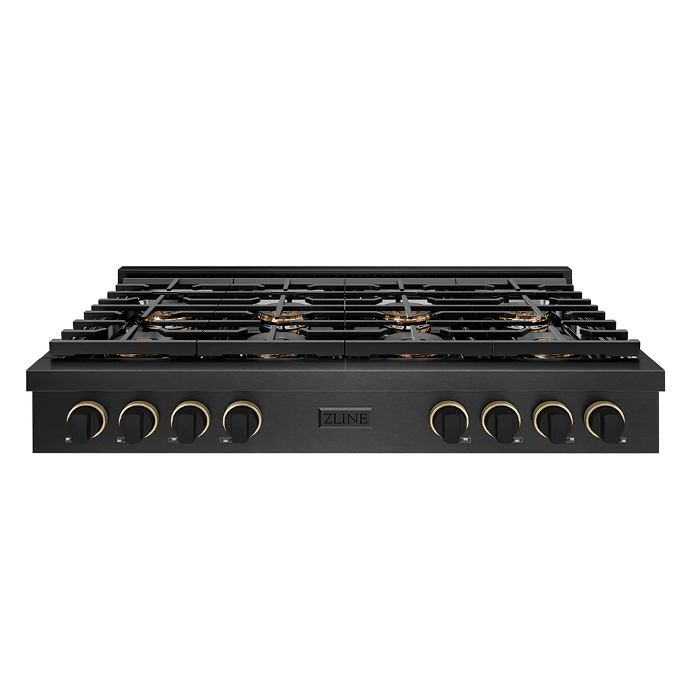 ZLINE Designer Collection 48 in. Paramount Gas Rangetop with 8 Burner DuoPro™ Cooktop in Black Satin Stainless Steel with Matte Black and Champagne Bronze Accents, Open Box-Great Condition - Image 3