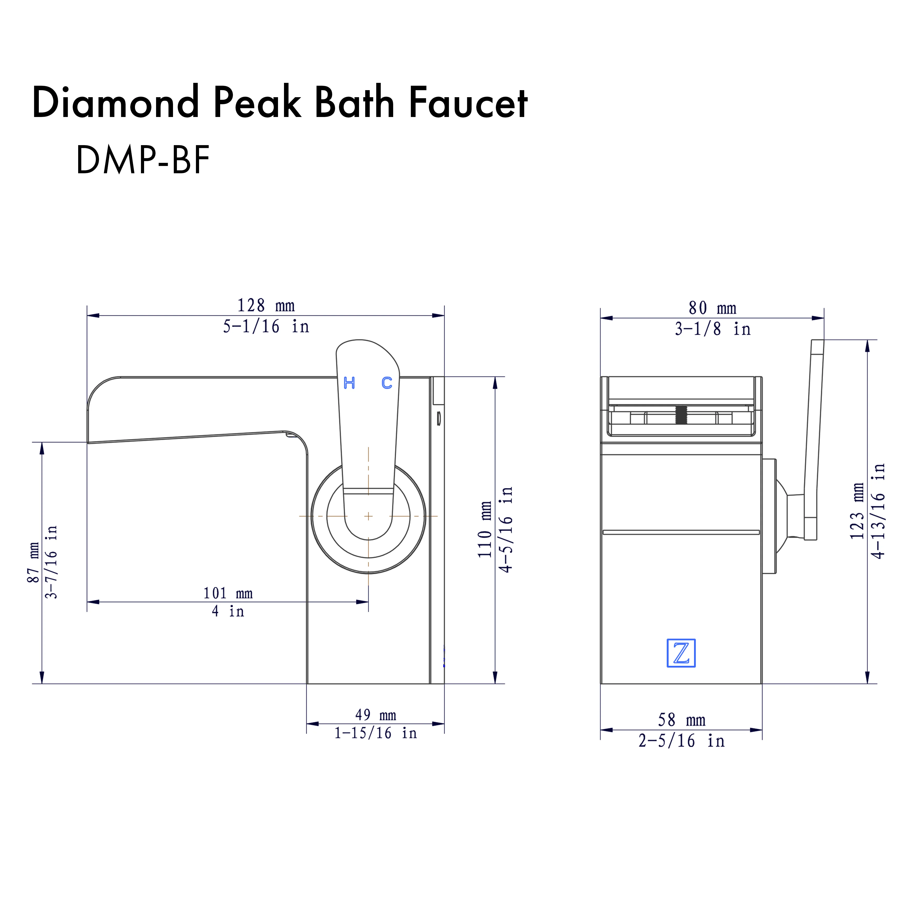 ZLINE Diamond Peak Bath Faucet in Chrome (DMP-BF-CH) - Image 7