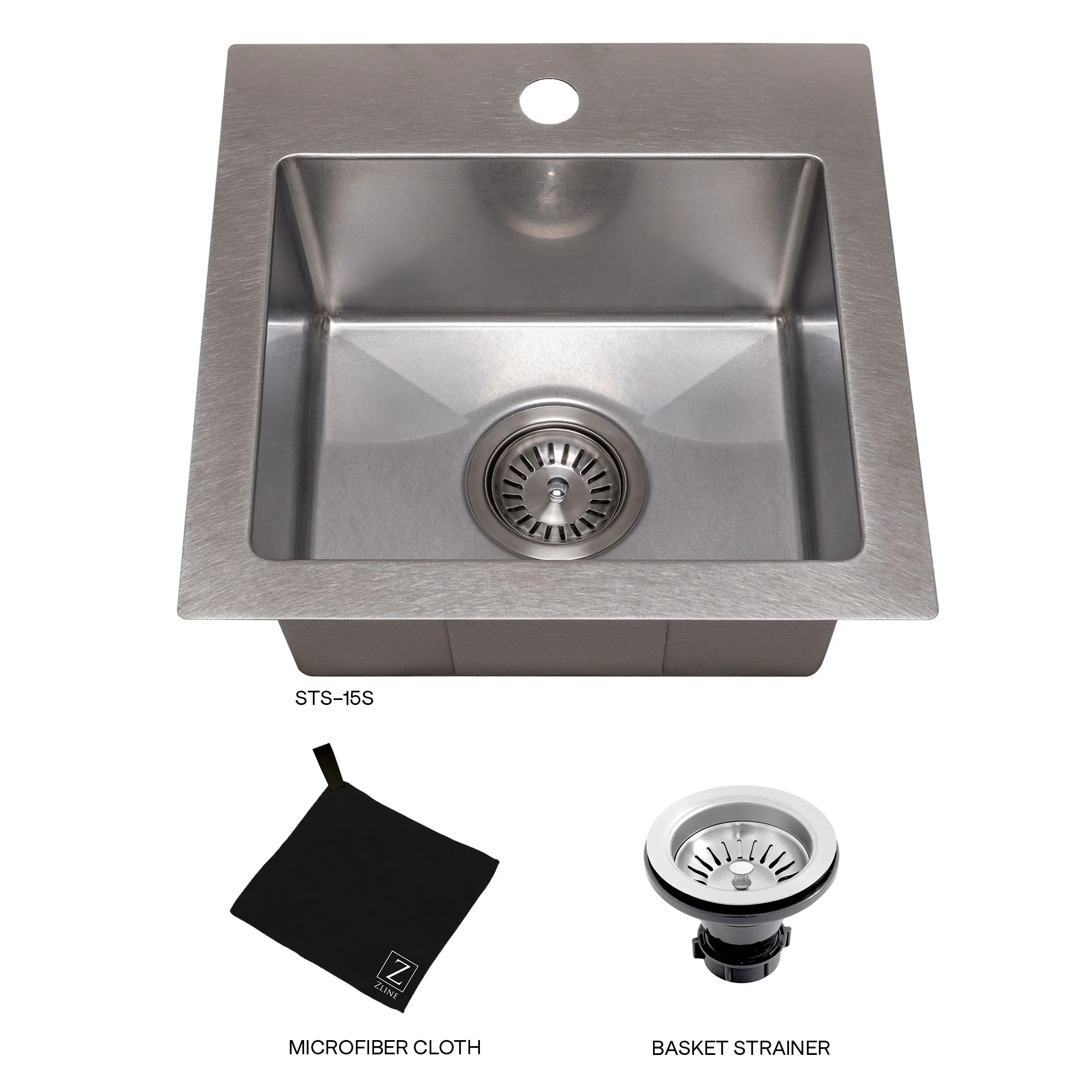 ZLINE 15 in. Donner Topmount Single Bowl Satin Stainless Steel Bar Kitchen Sink (STS-15S) - Image 6