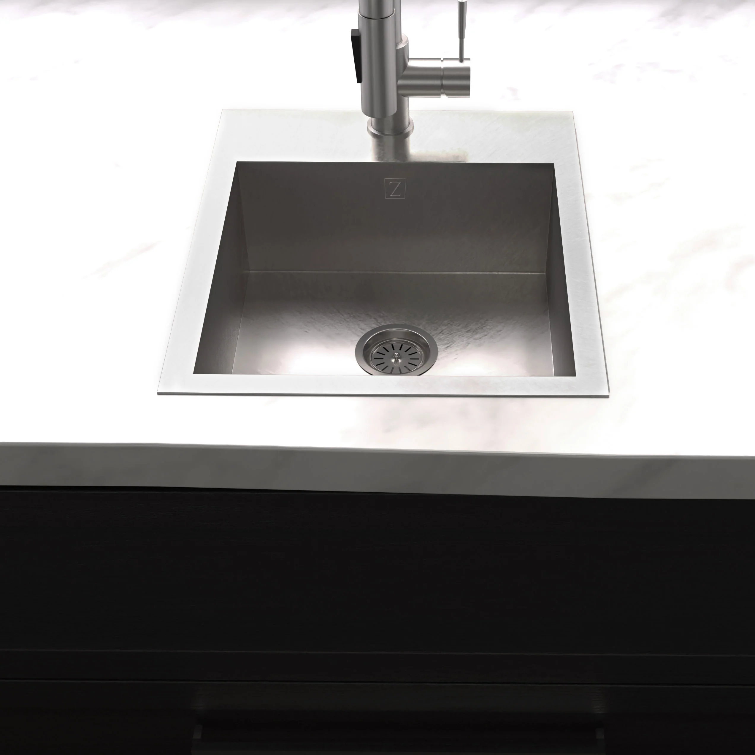 ZLINE 15 in. Donner Topmount Single Bowl Satin Stainless Steel Bar Kitchen Sink (STS-15S) - Image 7