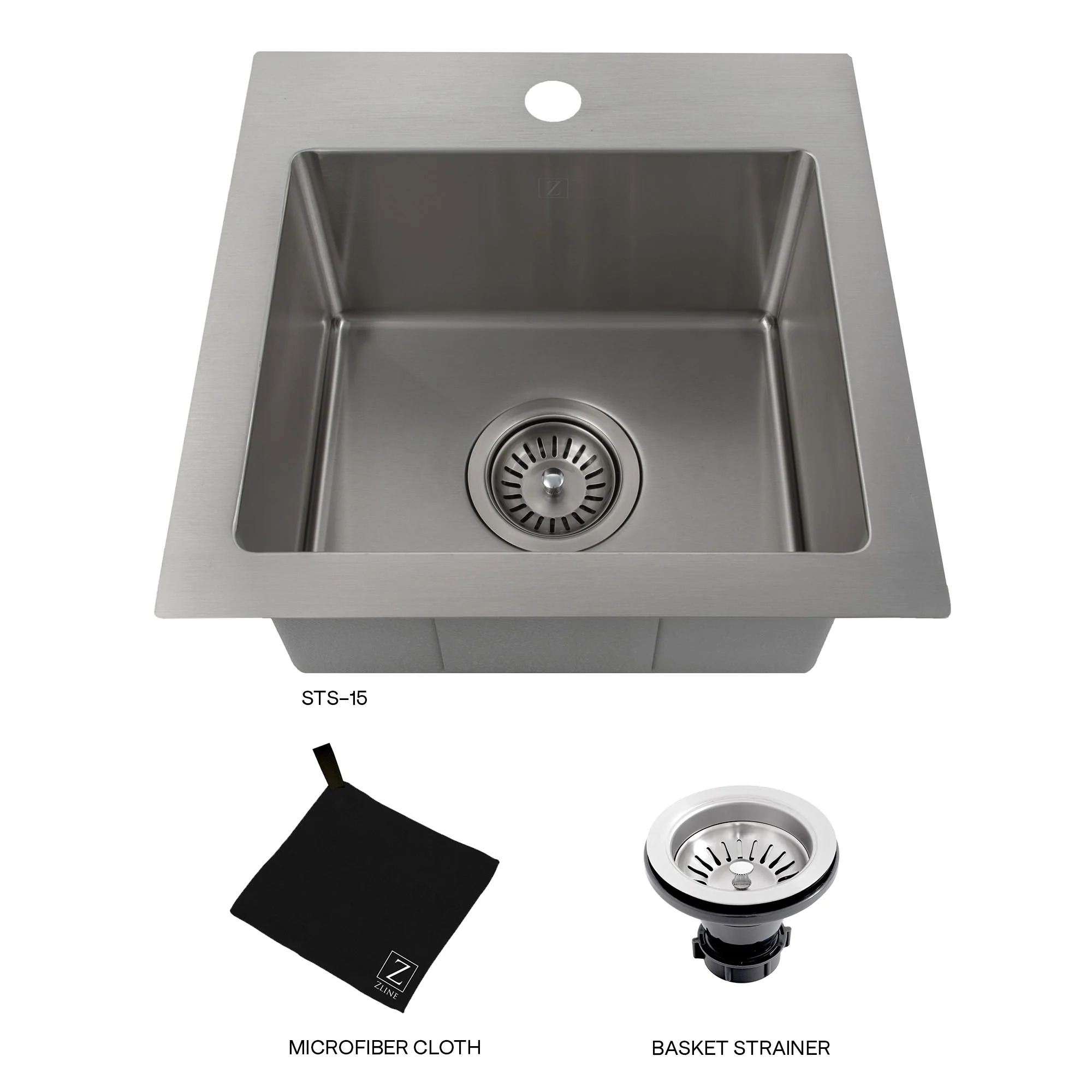 ZLINE 15 in. Donner Topmount Single Bowl Bar Kitchen Sink in Stainless Steel (STS-15) - Image 9