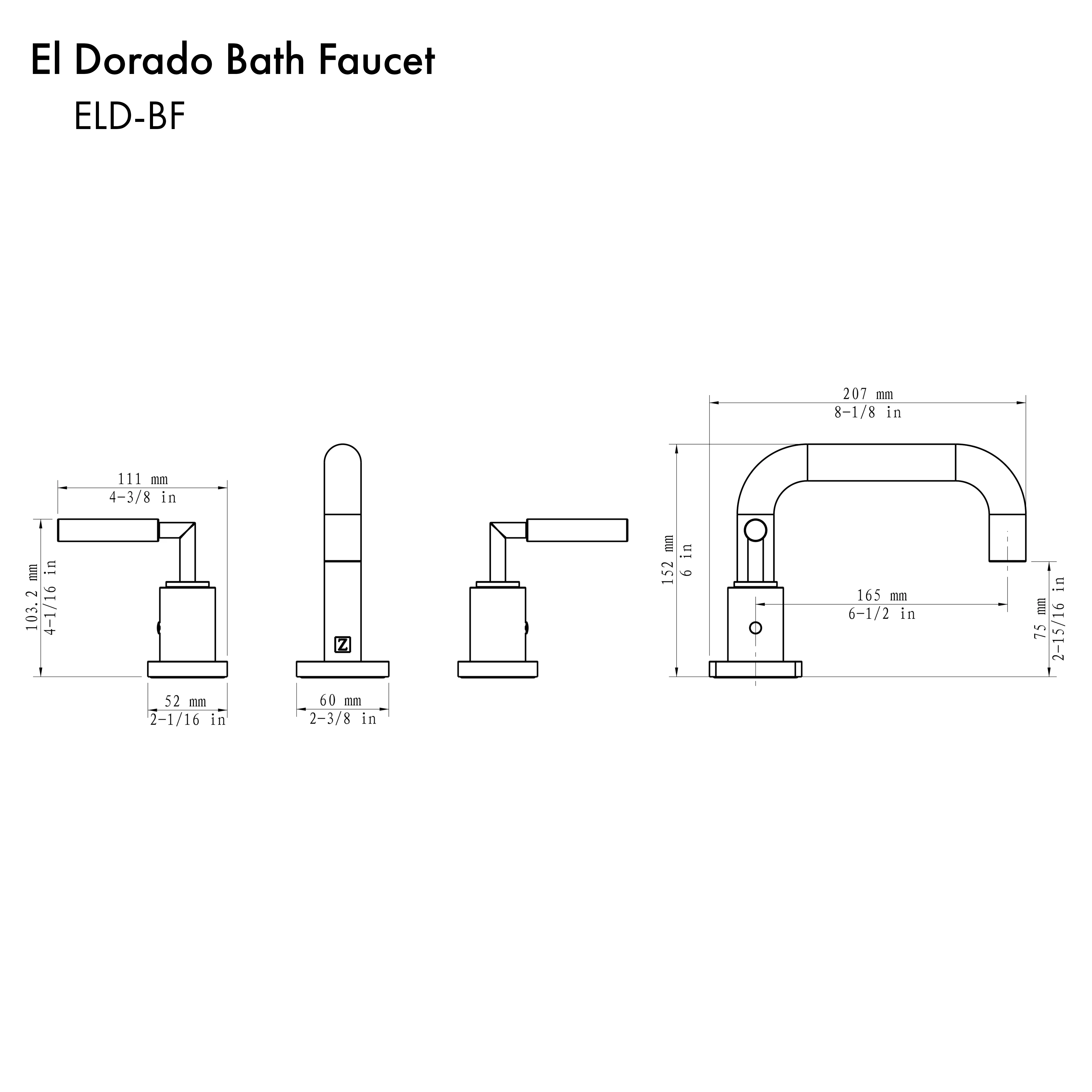 ZLINE Autograph Edition El Dorado Bath Faucet in Matte Black (ELD-BF-MB) - Image 8
