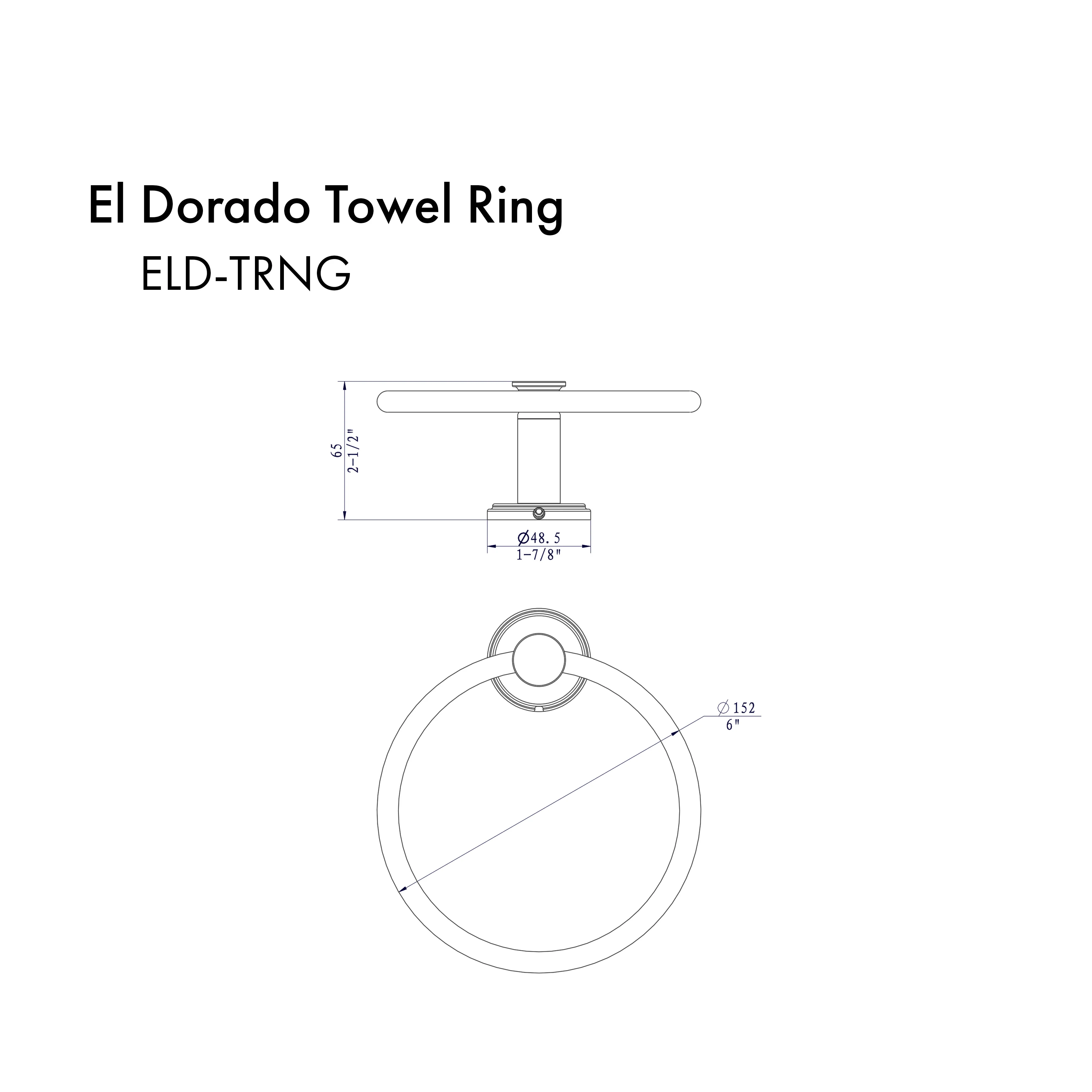 ZLINE El Dorado Towel Ring in Chrome (ELD-TRNG-CH) - Image 2