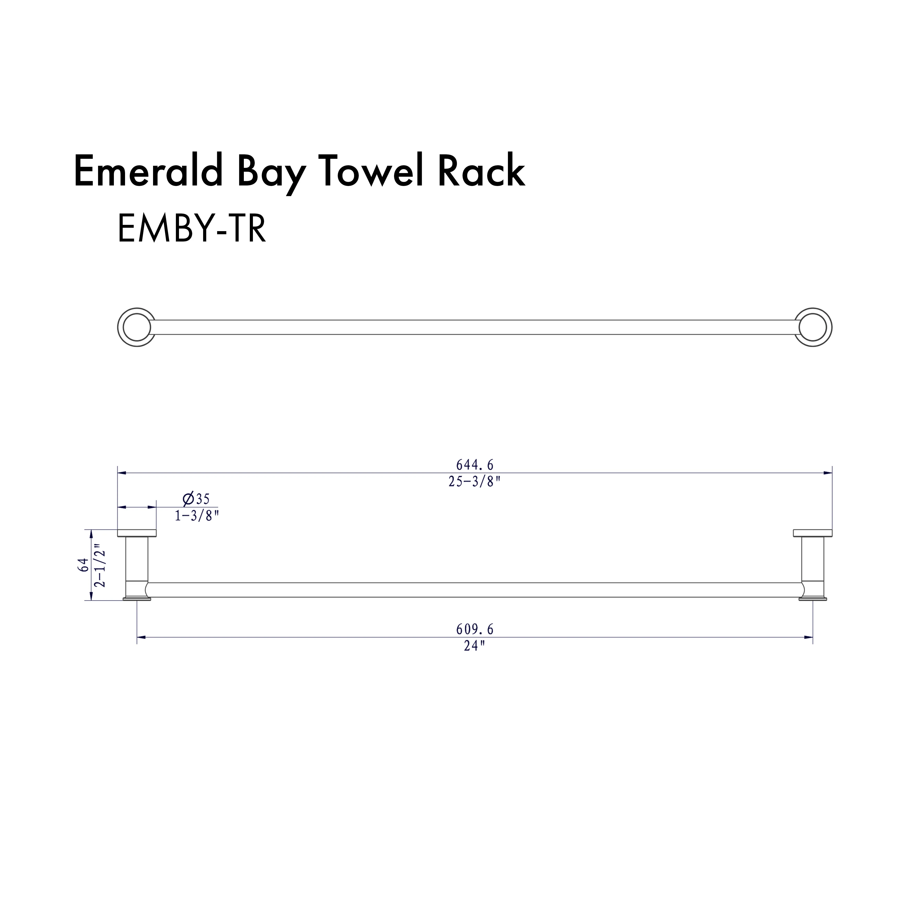 ZLINE Emerald Bay Towel Rail in Brushed Nickel (EMBY-TR-BN) - Image 2