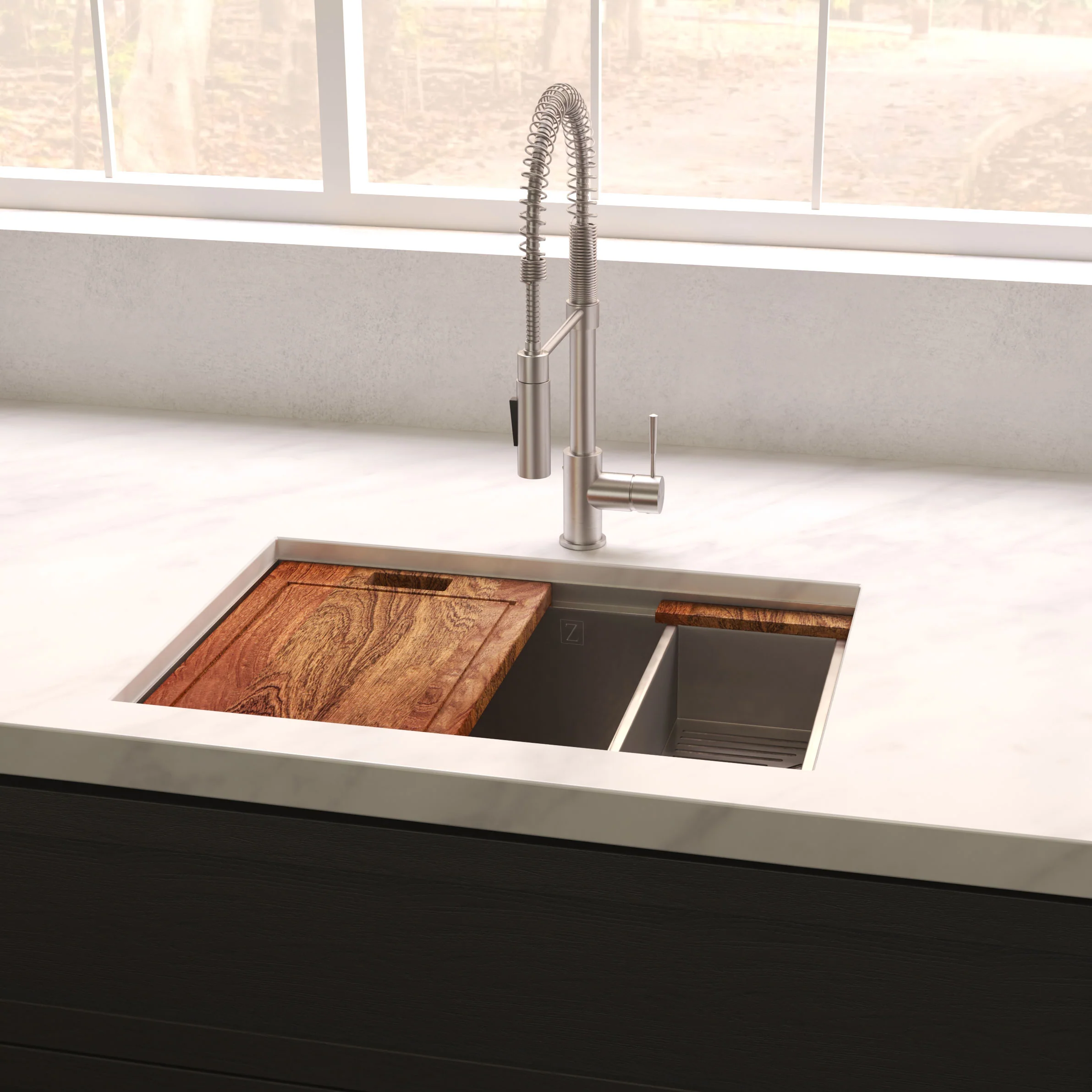 ZLINE 27 in. Garmisch Undermount Single Bowl Satin Stainless Steel Kitchen Sink with Bottom Grid and Accessories (SLS-27S) - Image 20